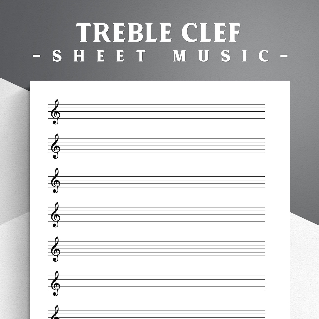 Printable Treble Clef Sheet Music For Letter a4 Blank Music Treble Clef Etsy