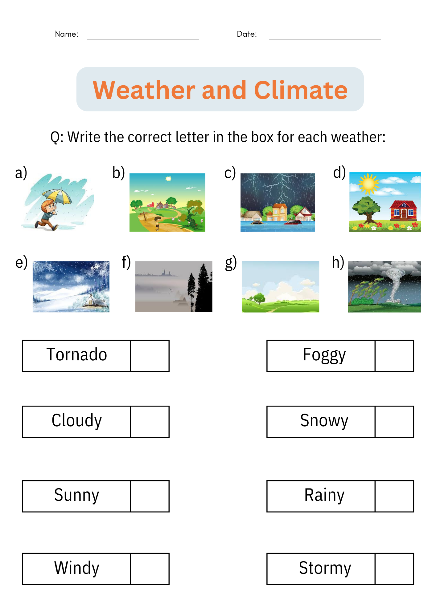 Free Printable Weather And Climate Worksheets