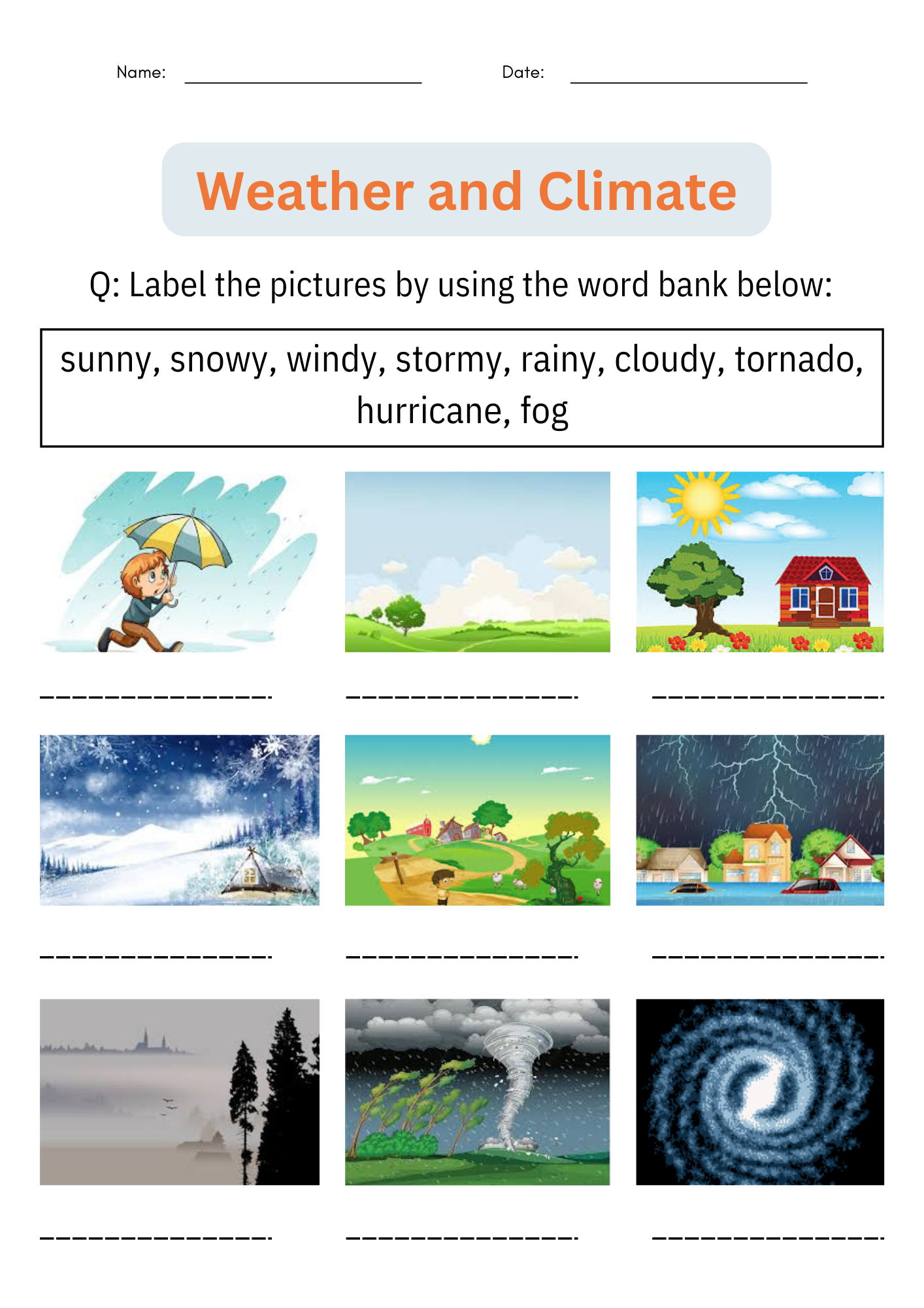 Printable Weather And Climate Activities Worksheet Earth Science For Grade 1