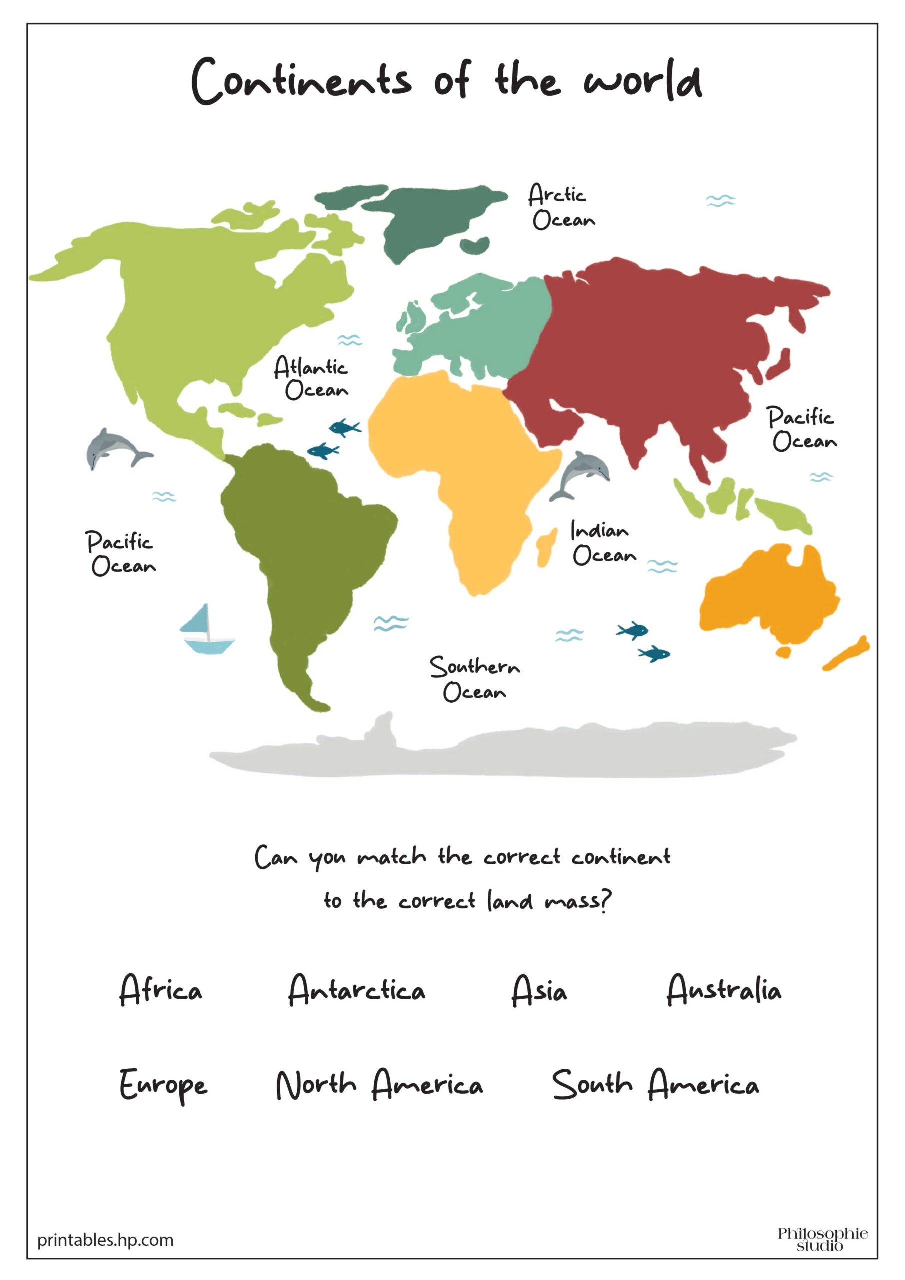 Free Printable Worksheets For Continents