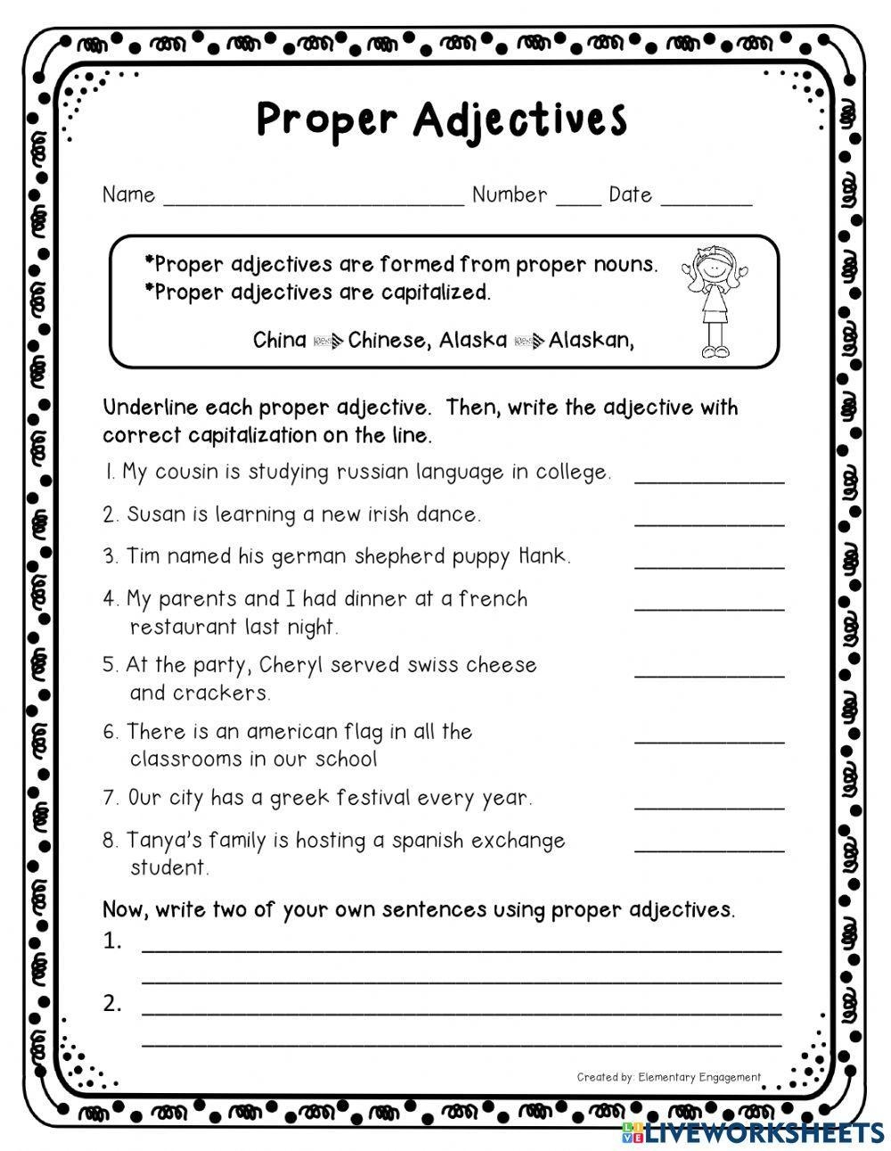 Proper Adjectives Live Worksheets Worksheets Library