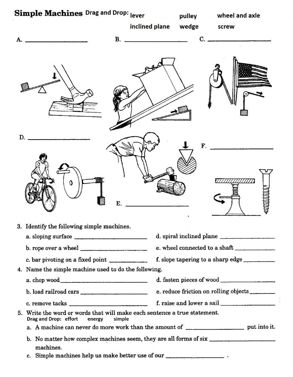 Free Printable Simple Machine Worksheet