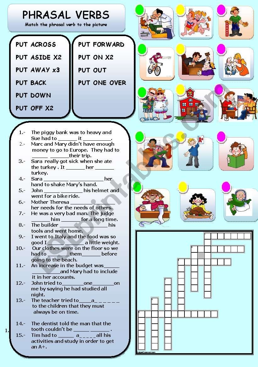 PUT PHRASAL VERBS ESL Worksheet By GIOVANNI