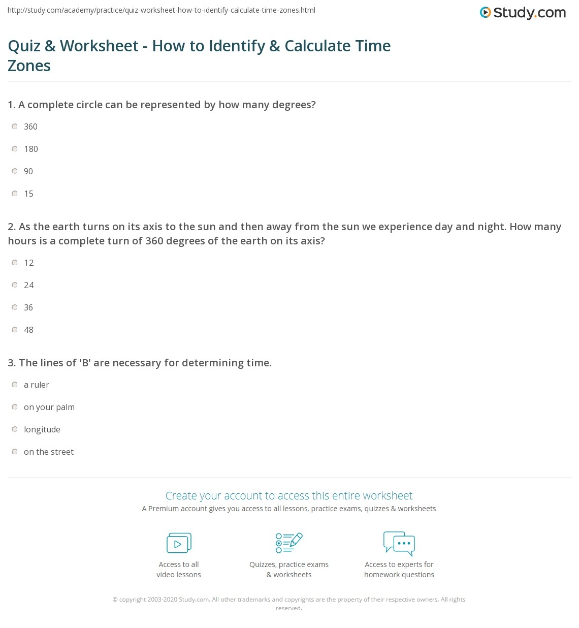Free Printable Time Zone Worksheets
