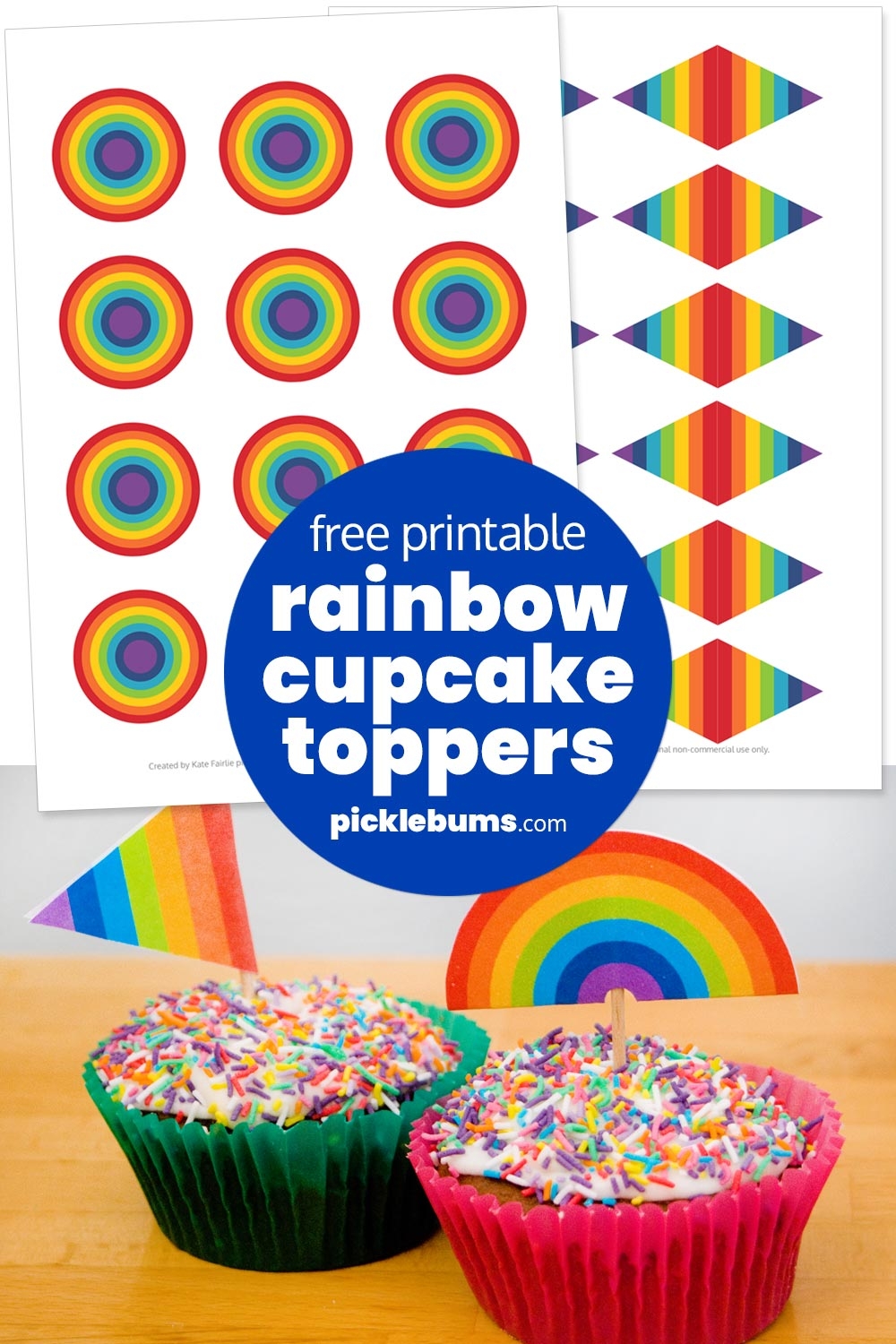 Rainbow Cupcake Topper Printables Picklebums