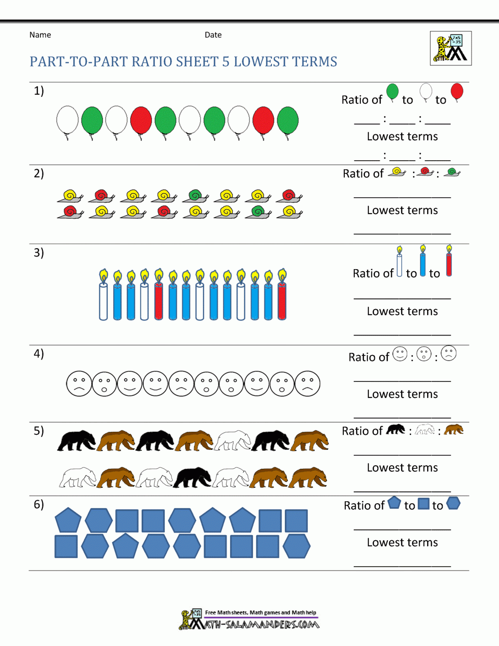 Ratio Part To Part Worksheet Ratio Part To Part Worksheet