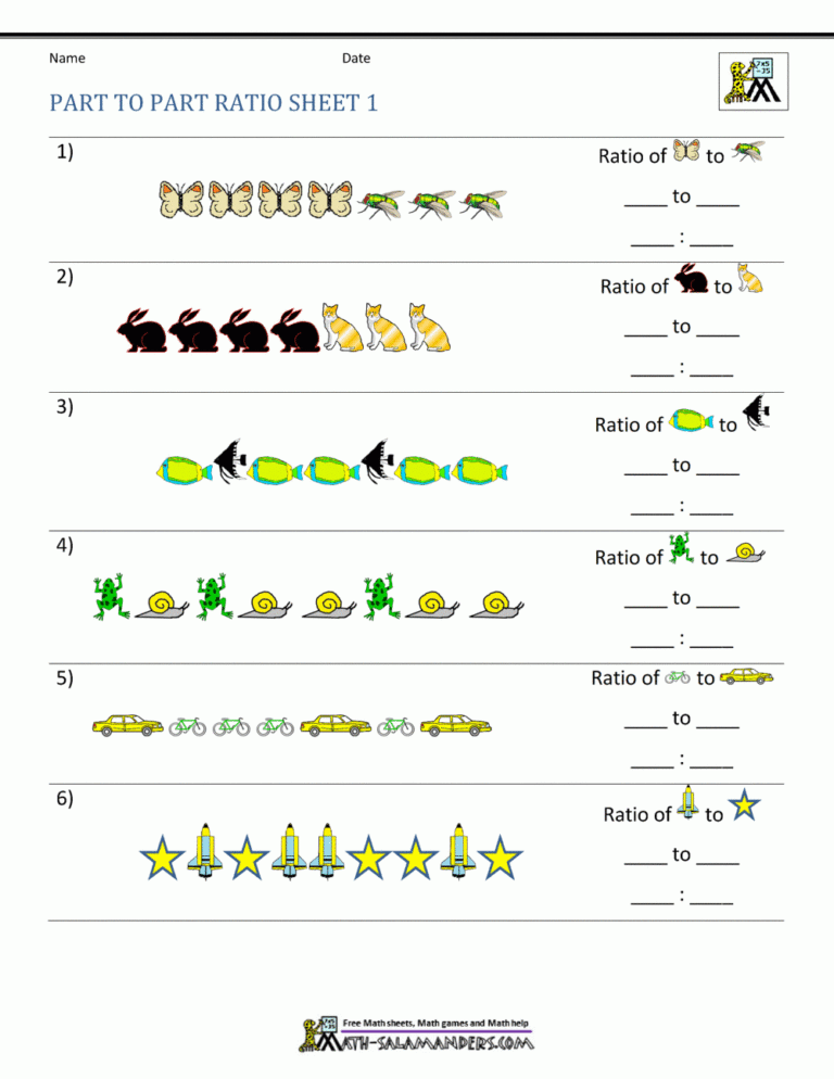 Ratio Part To Part Worksheet