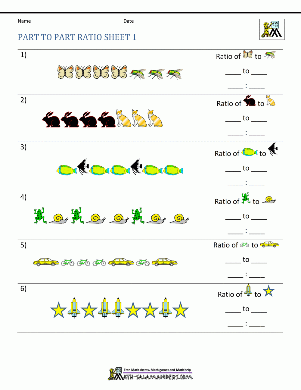 Ratio Part To Part Worksheet Ratio Part To Part Worksheet