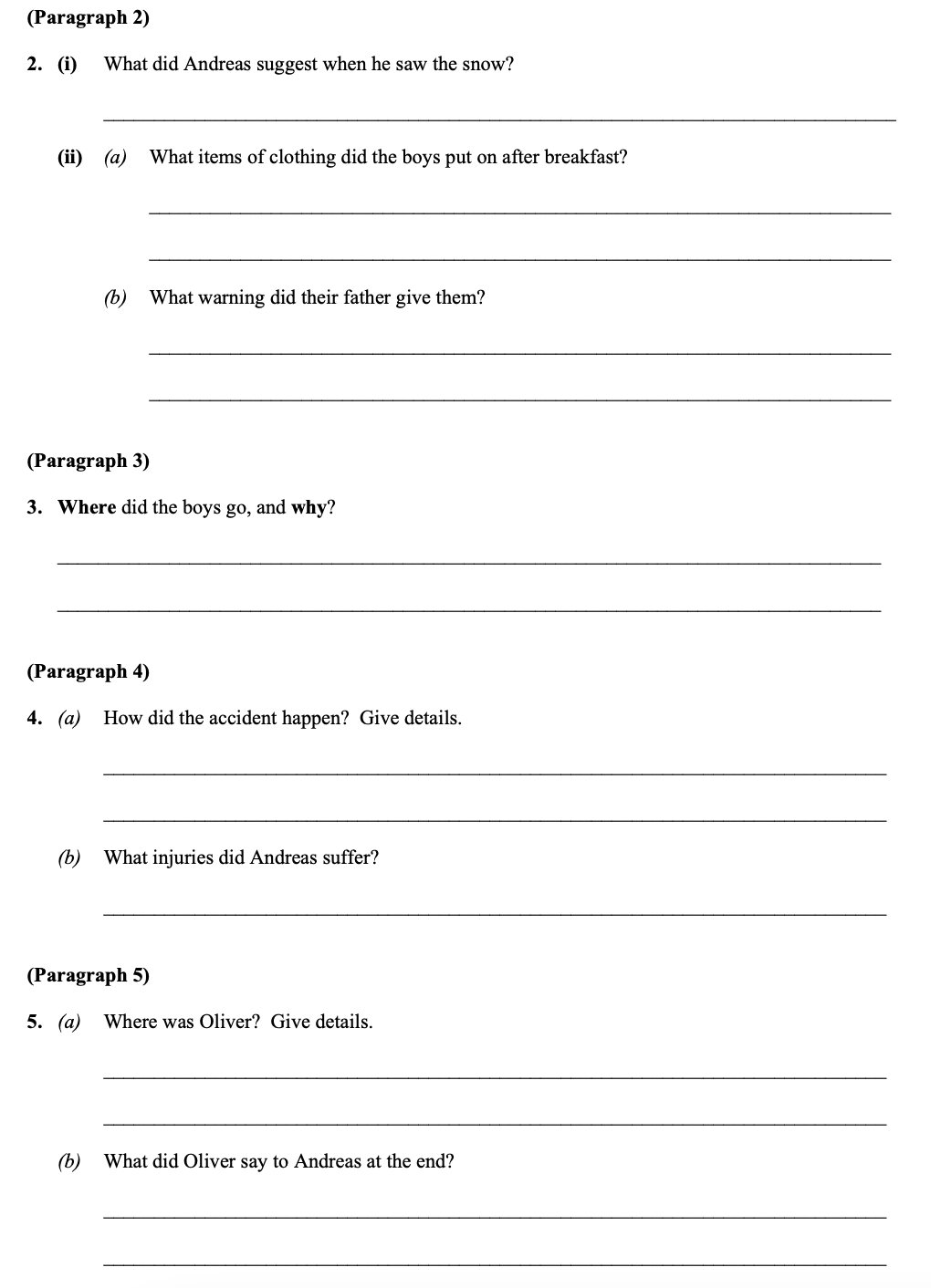 Read Long Text German Topic Questions Junior Certificate