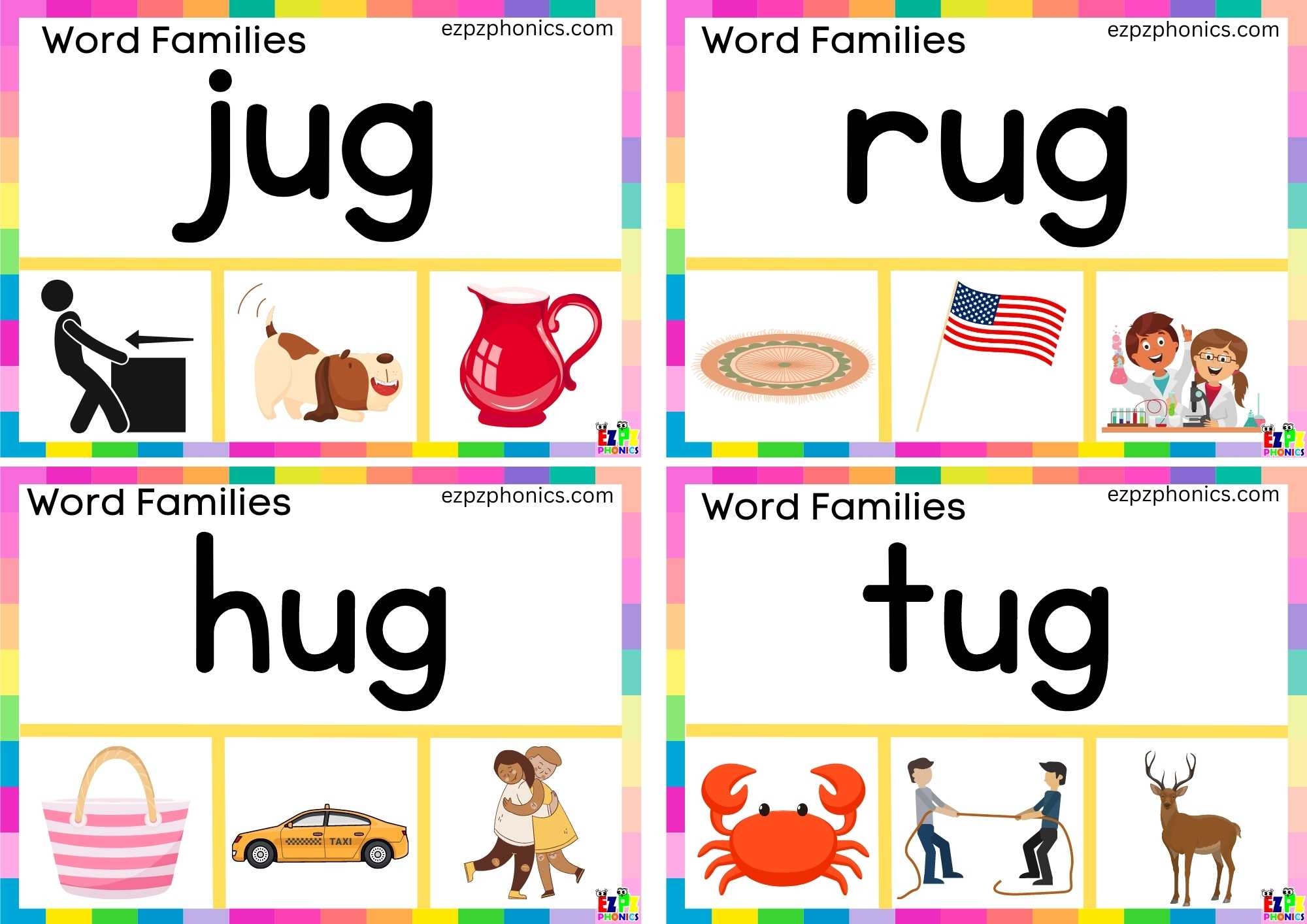 Read The Word And Clip The Correct Image Clip Cards For Word Family Ug Group 1 Ezpzphonics