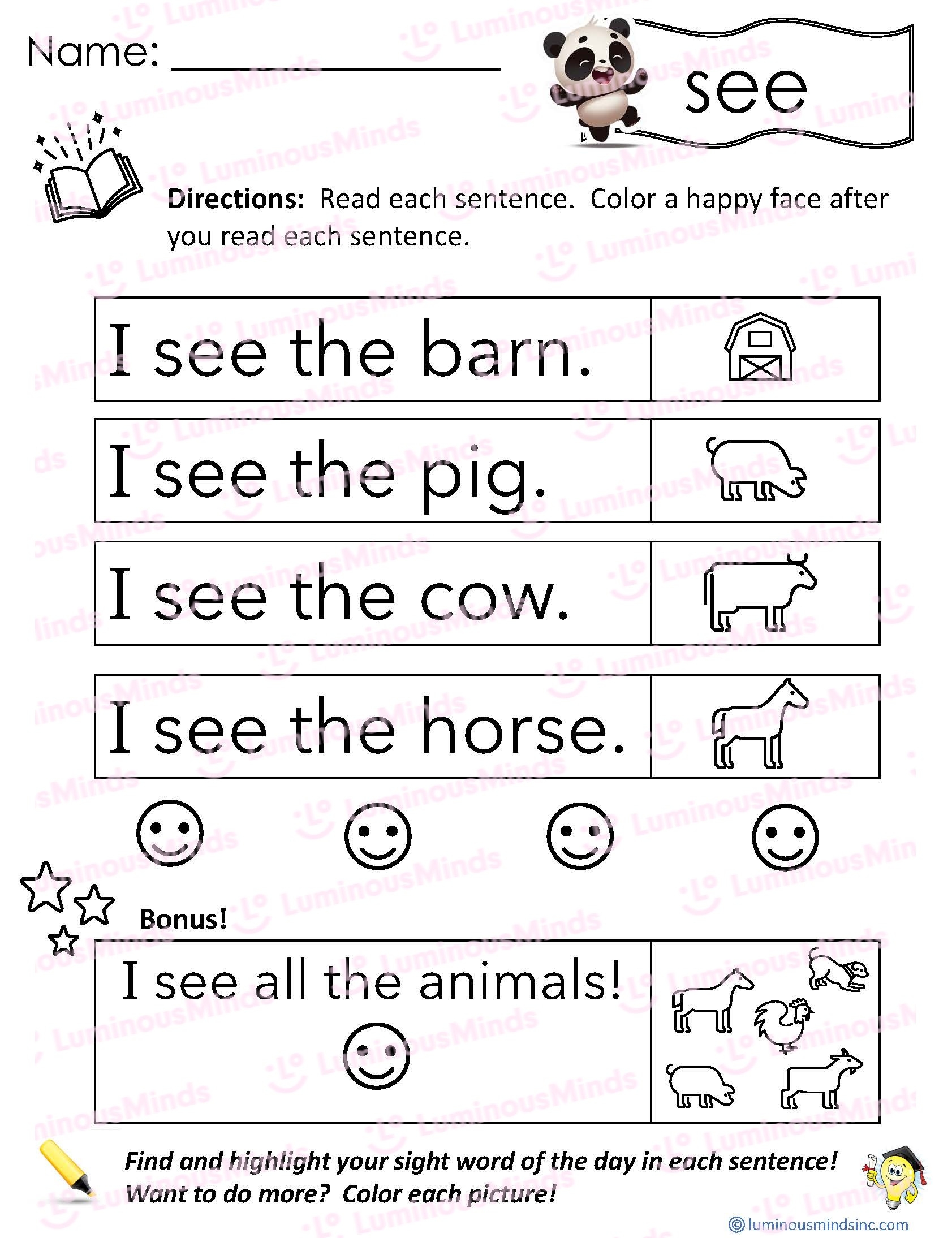 Reading With Sight Word See