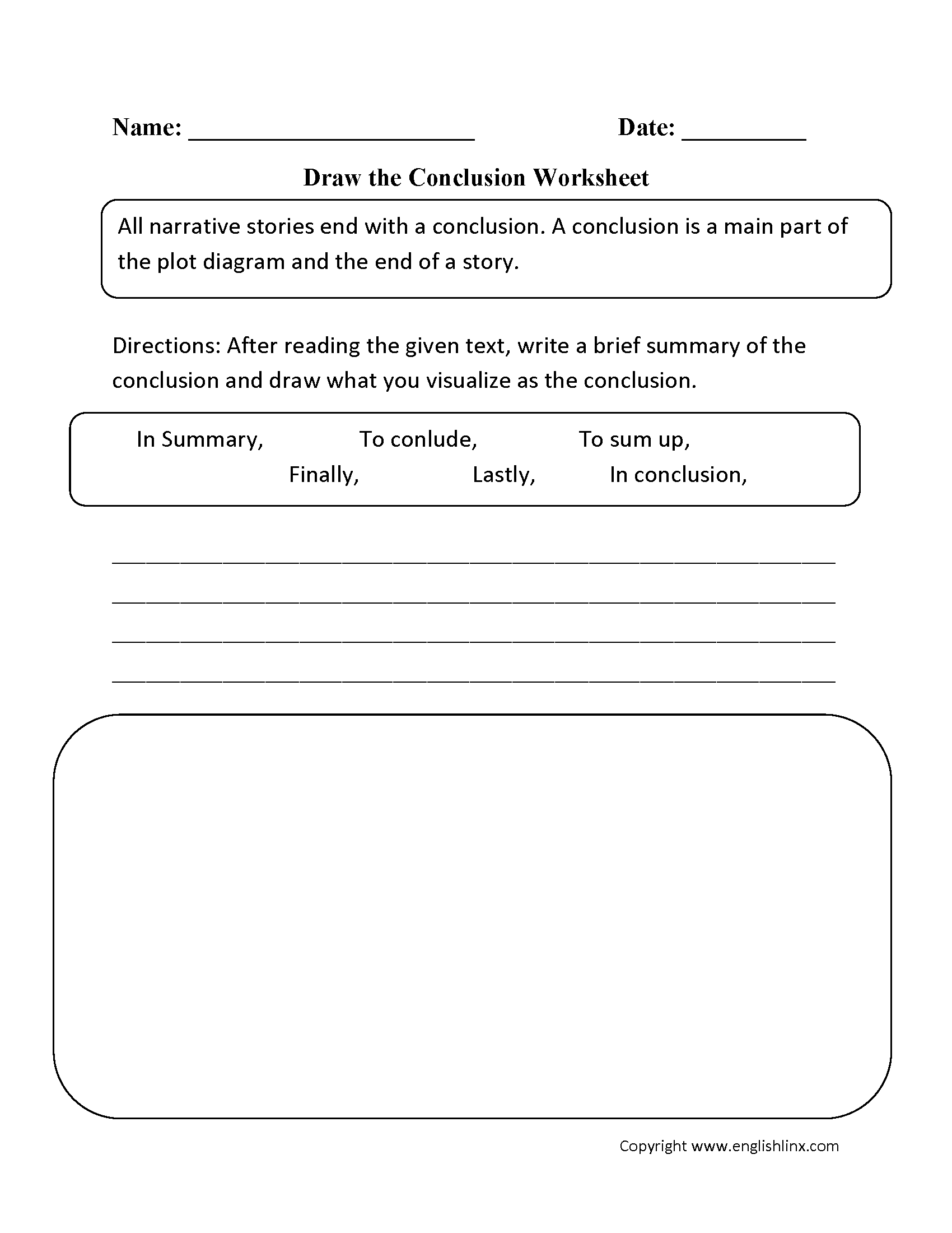 Free Printable Worksheets Drawing Conclusions