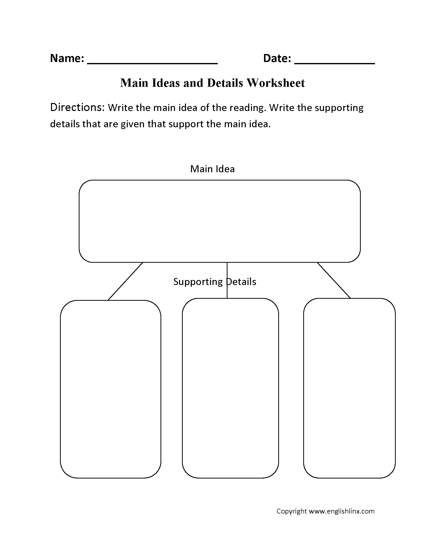 Reading Worksheets Main Idea Worksheets
