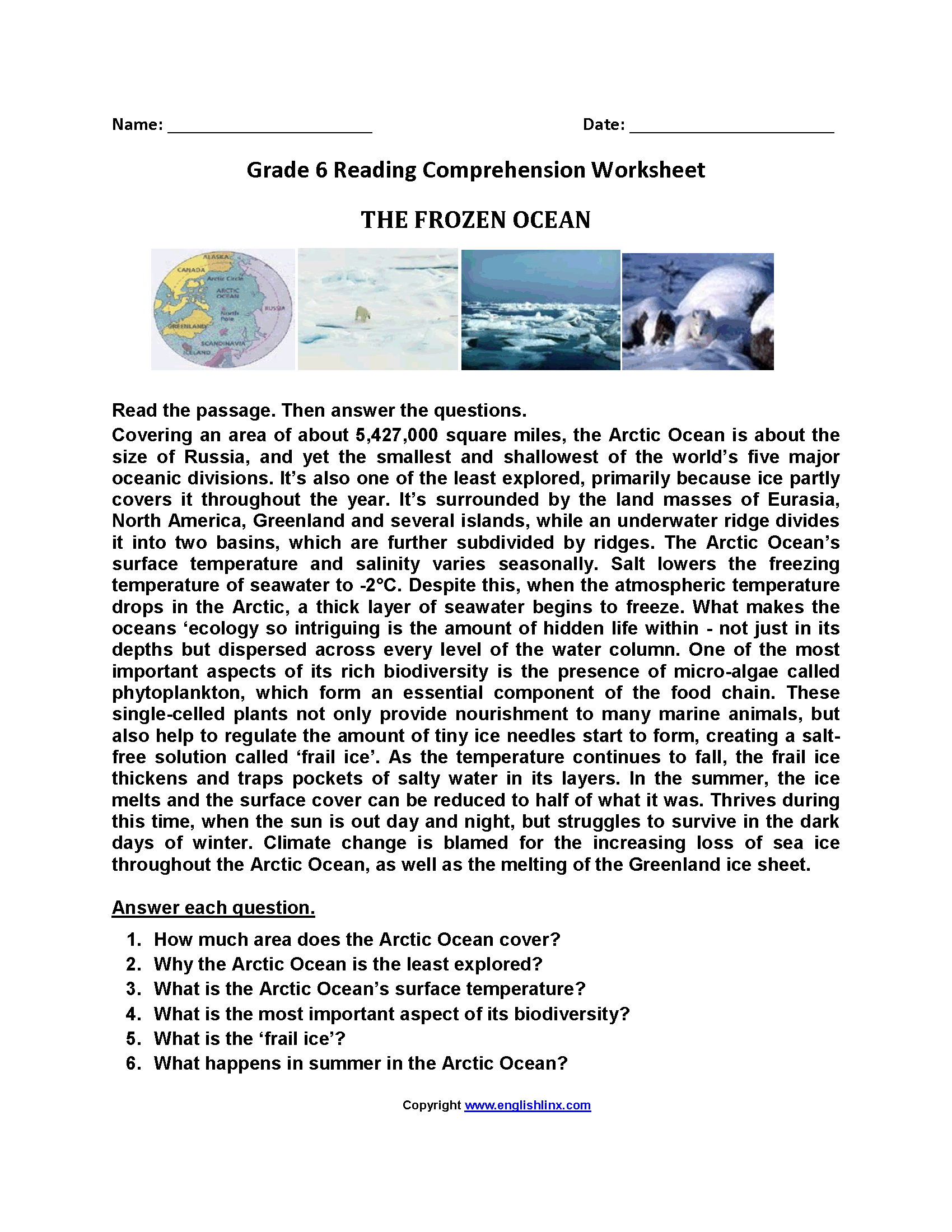 Reading Worksheets Sixth Grade Reading Worksheets