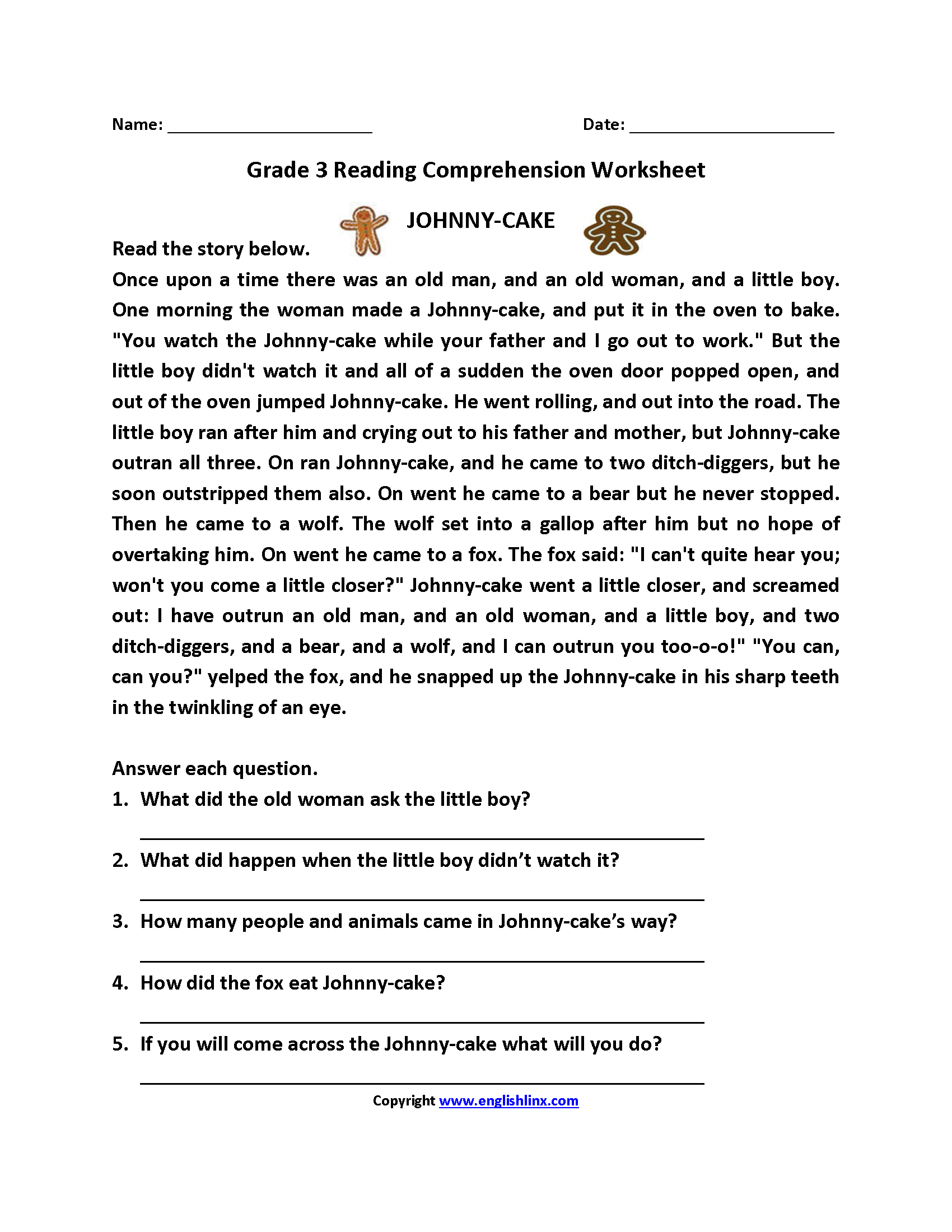 Reading Worksheets Third Grade Reading Worksheets