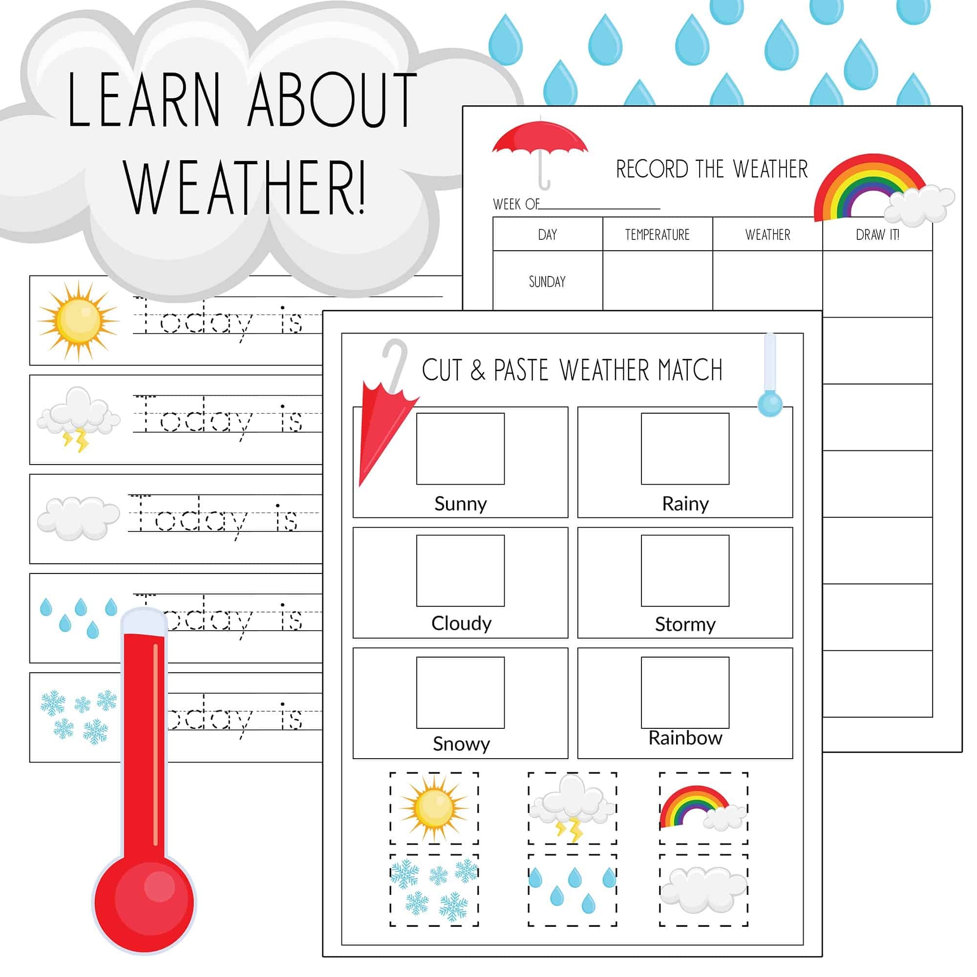 Record The Weather Writing Practice U0026 Weather Match Game Printables