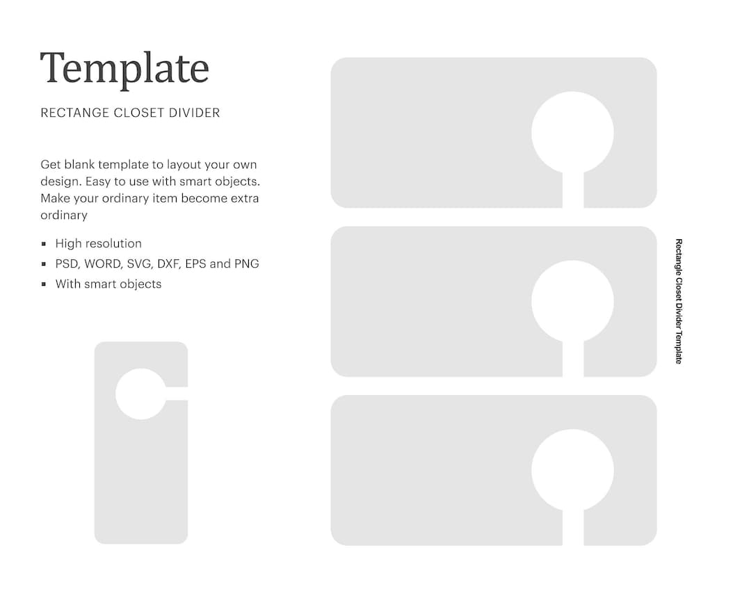 Rectangle Closet Divider Blank Template Clothes Divider Blank Template Cricut Silhouette Silhouette Studio Paper Size Letter Etsy