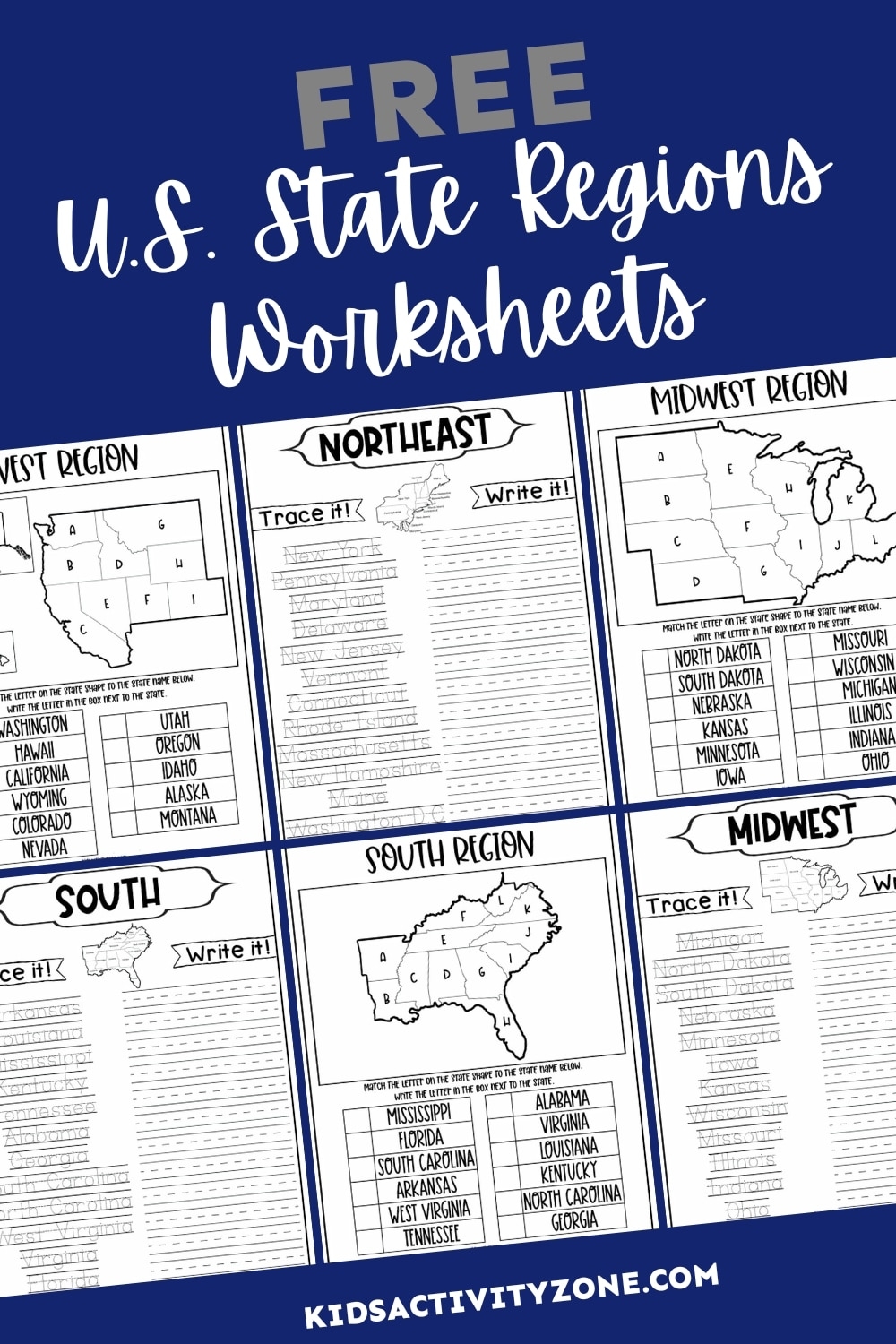Free Printable Worksheets Of Us States