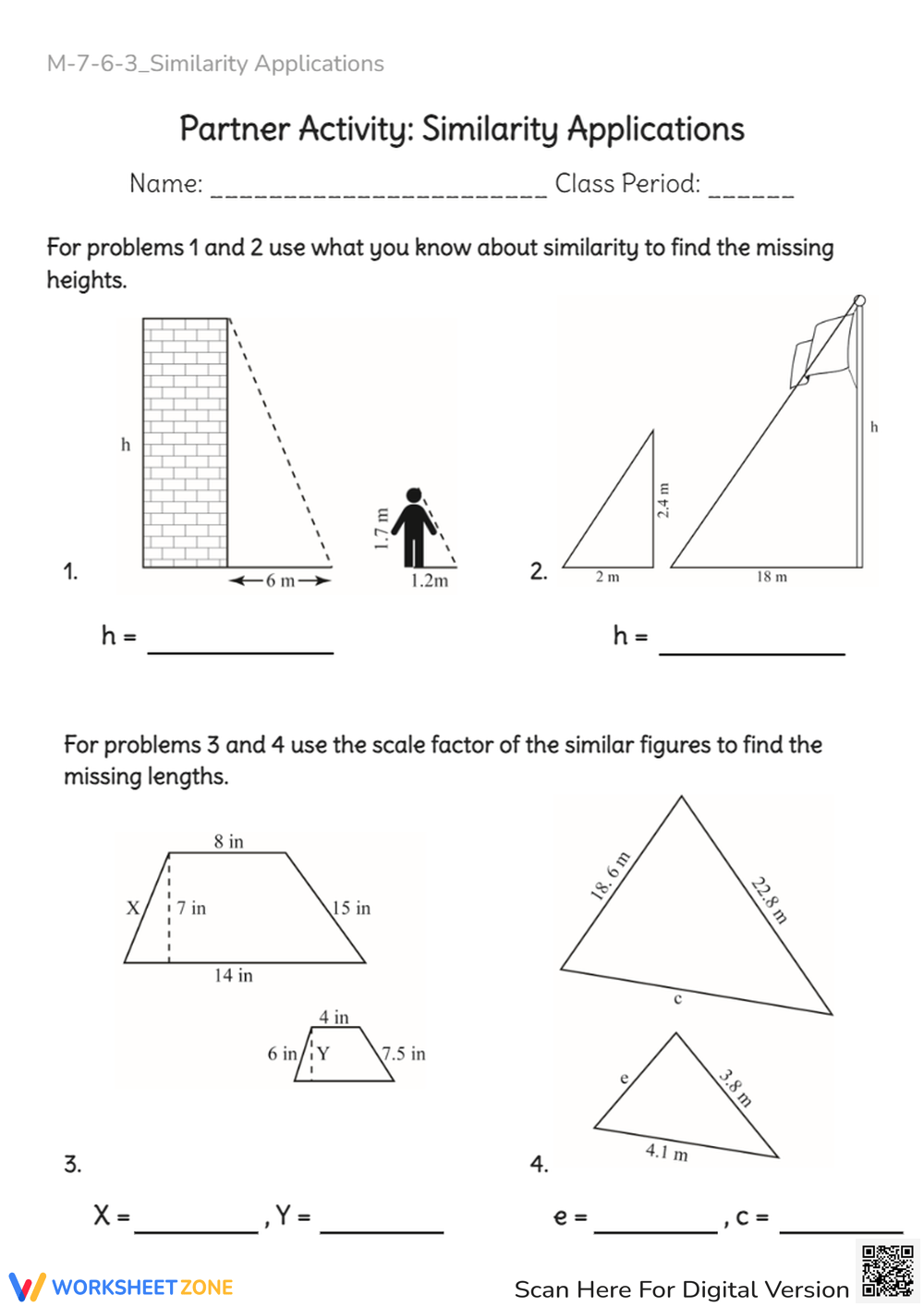 Free Printable Scle Factor Problems Worksheet