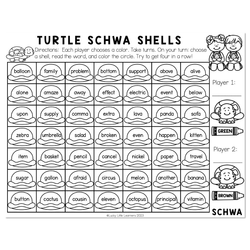 Free Printable Schwa Worksheets