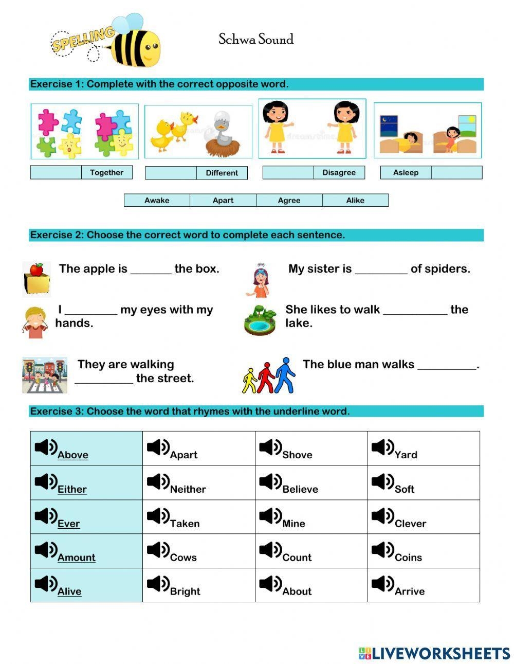 Schwa Sound Worksheet Live Worksheets Worksheets Library