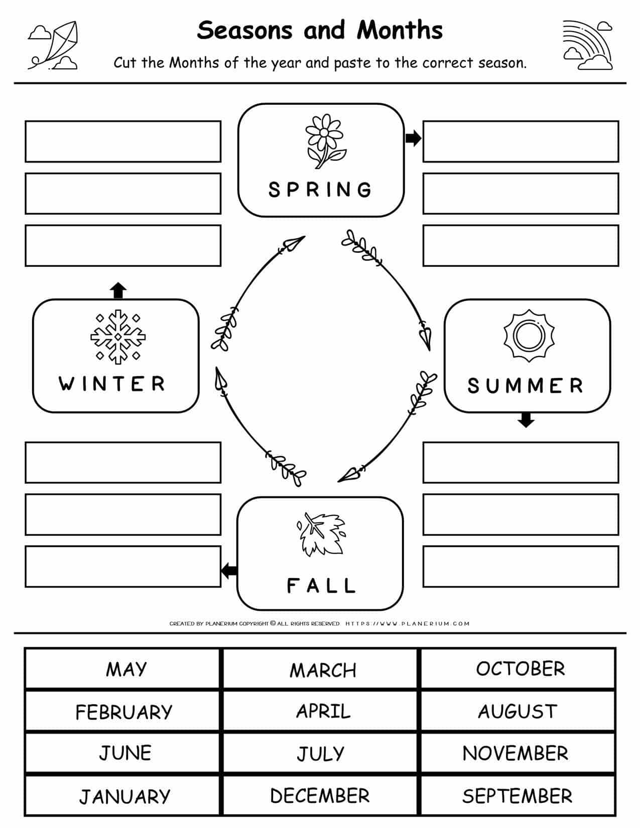Seasons And Months Matching Worksheet Planerium Worksheets Library
