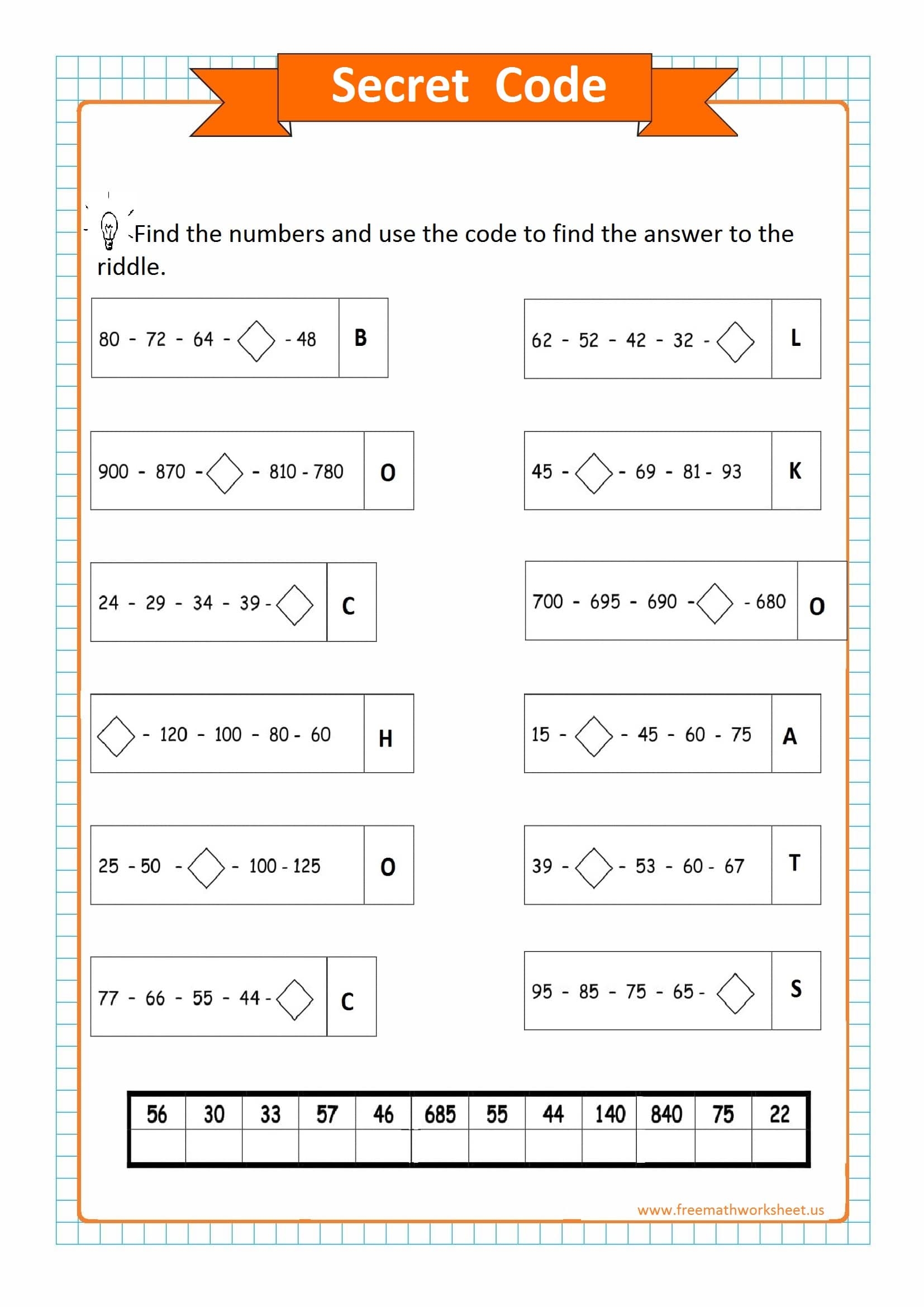 Secret Code Free Math Worksheets Worksheets Library