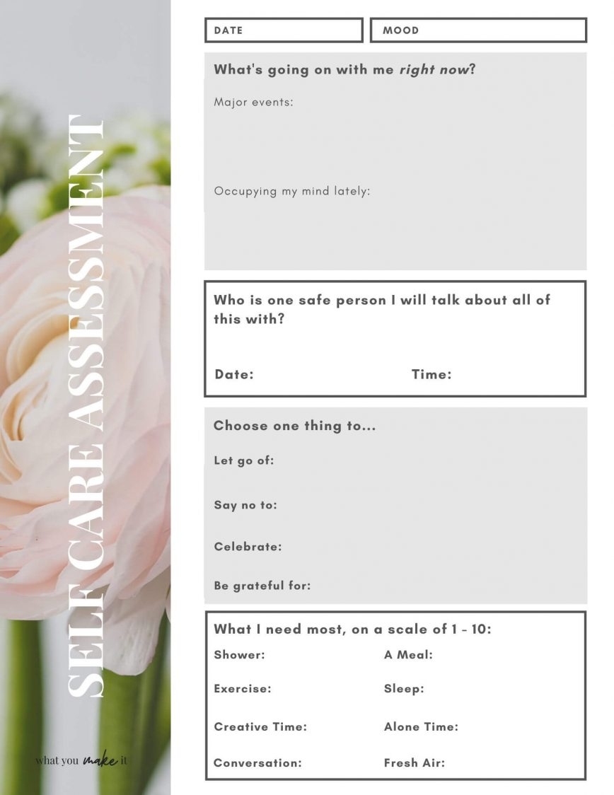 Free Printable Self Assessment Worksheet