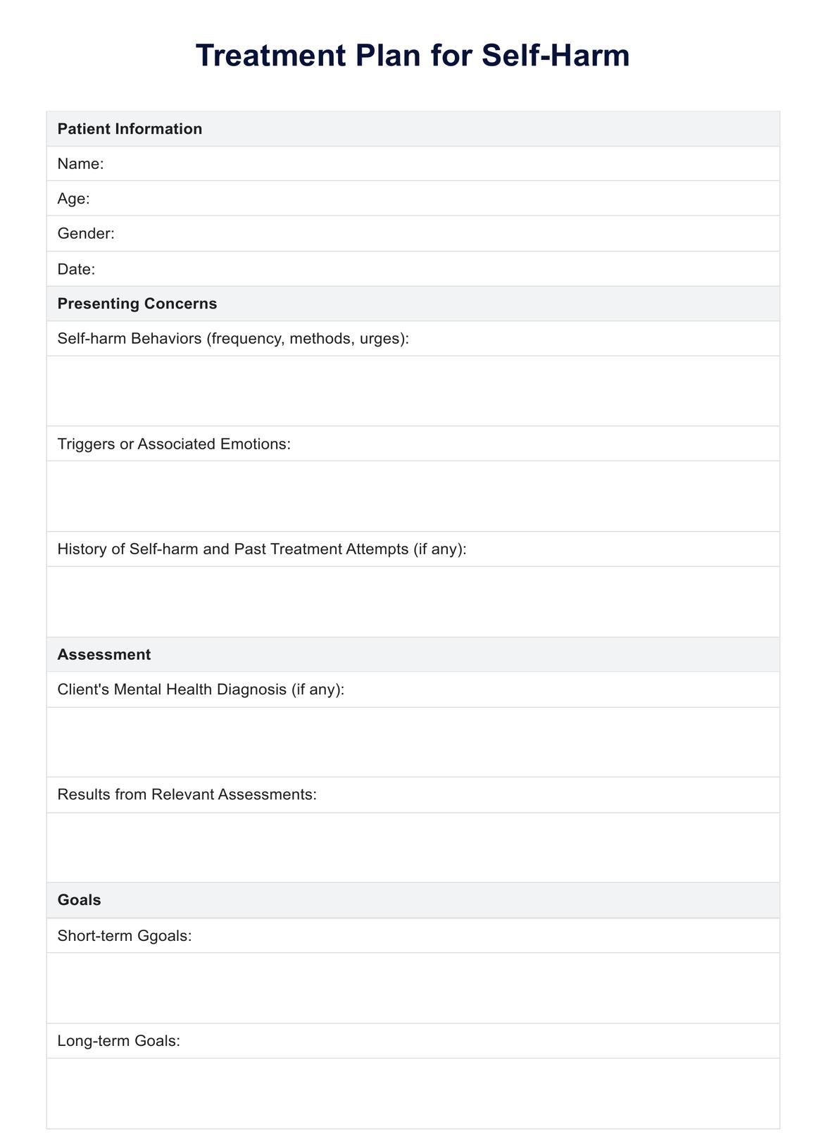 Self Harm Worksheet U0026 Example Free PDF Download