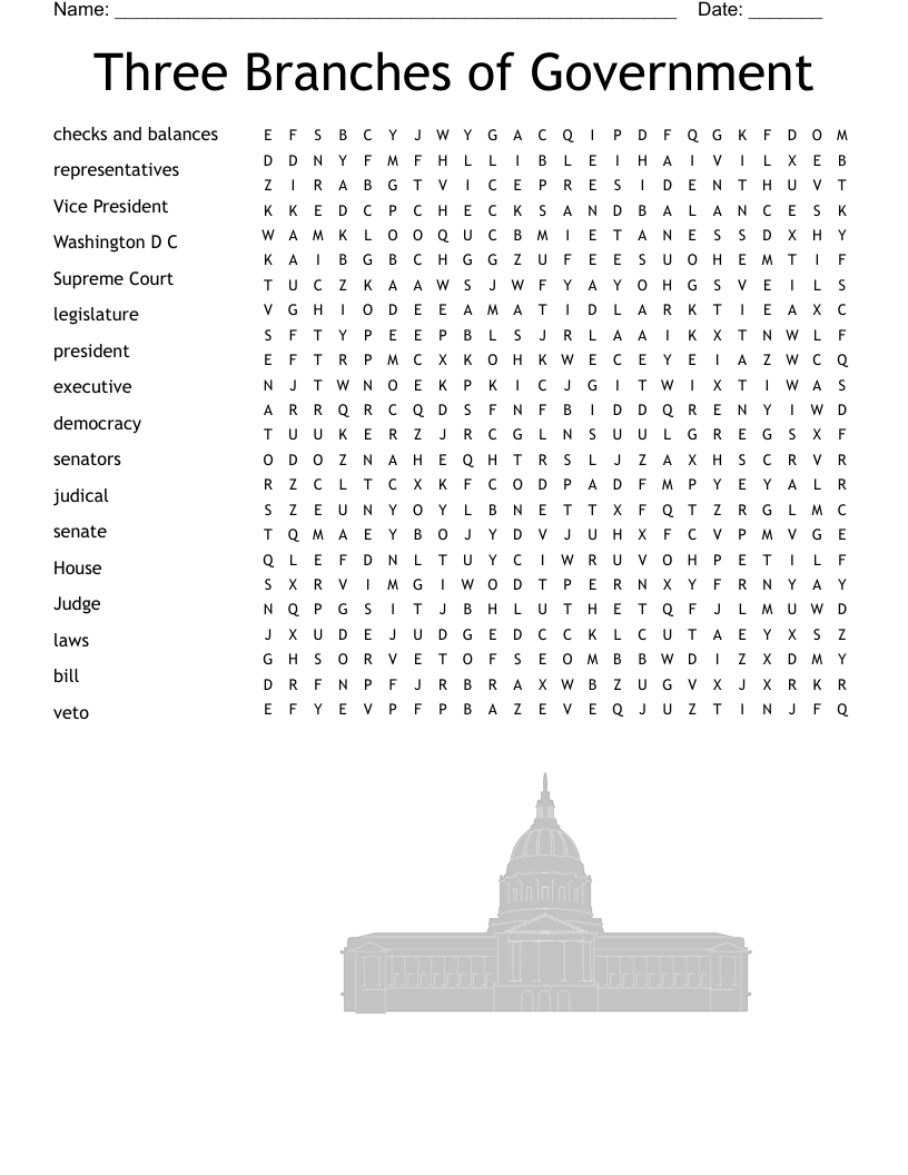 Separation Of Powers Worksheet WordMint