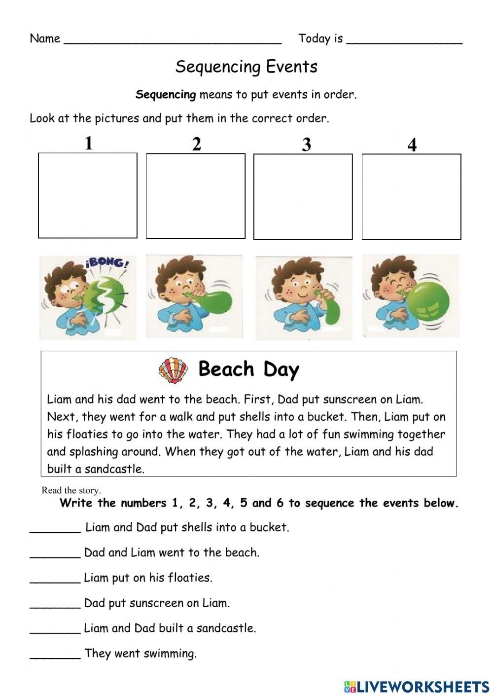 Sequencing Events Worksheet Reading Worksheet Sequence Of 