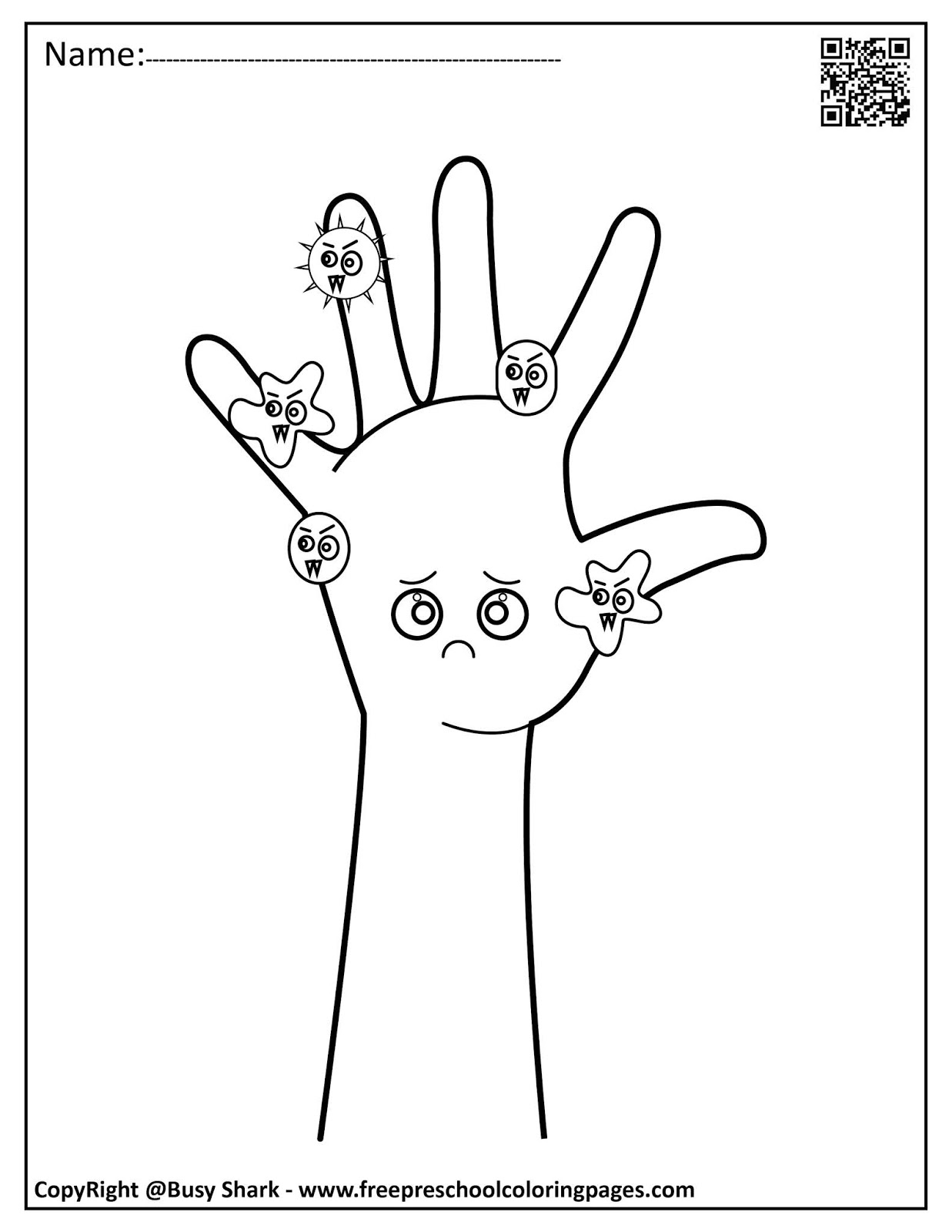 Set Of Hand Washing And Germs Coloring Pages