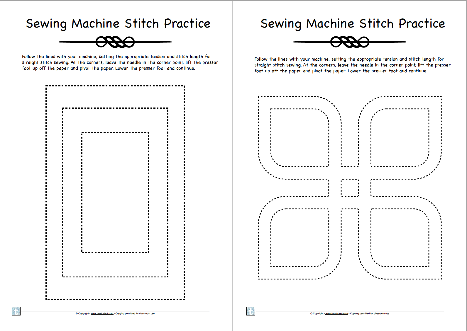 Sewing Machine Practice Sheets For Textiles Classes Made By Teachers