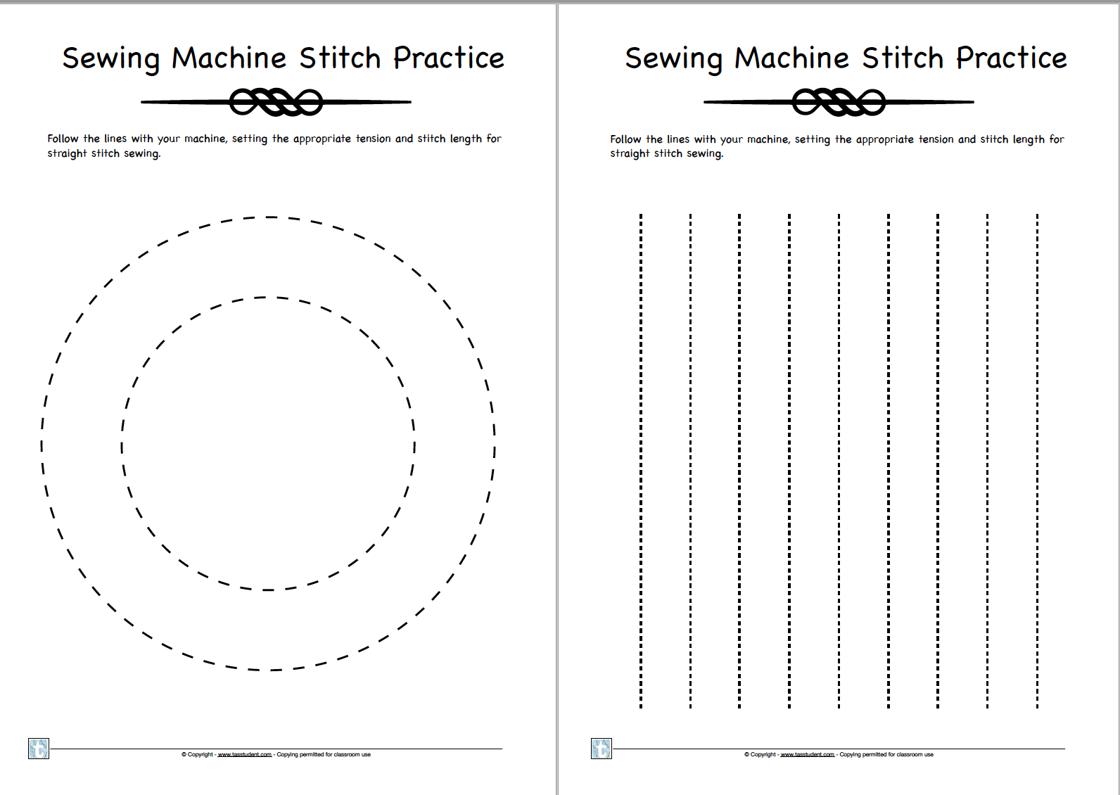Sewing Machine Practice Sheets For Textiles Classes Made By Teachers