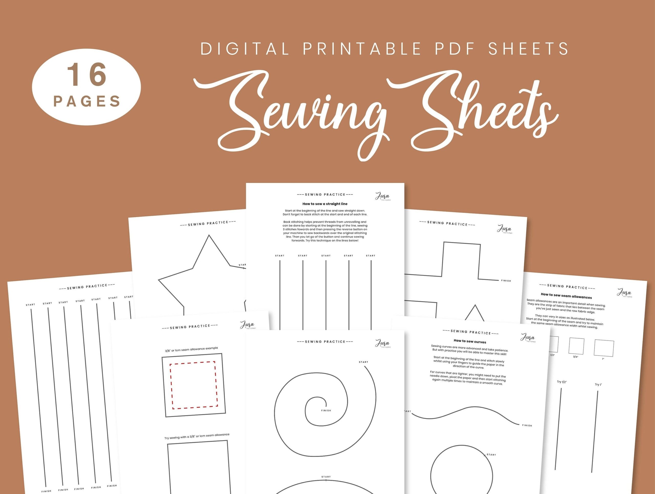 Sewing Practise Sheets Paper Sewing Sheets Learn To Sew A4 U0026 US Letter Digital PDF Sewing Business Printable Sewing Lessons Guide Etsy