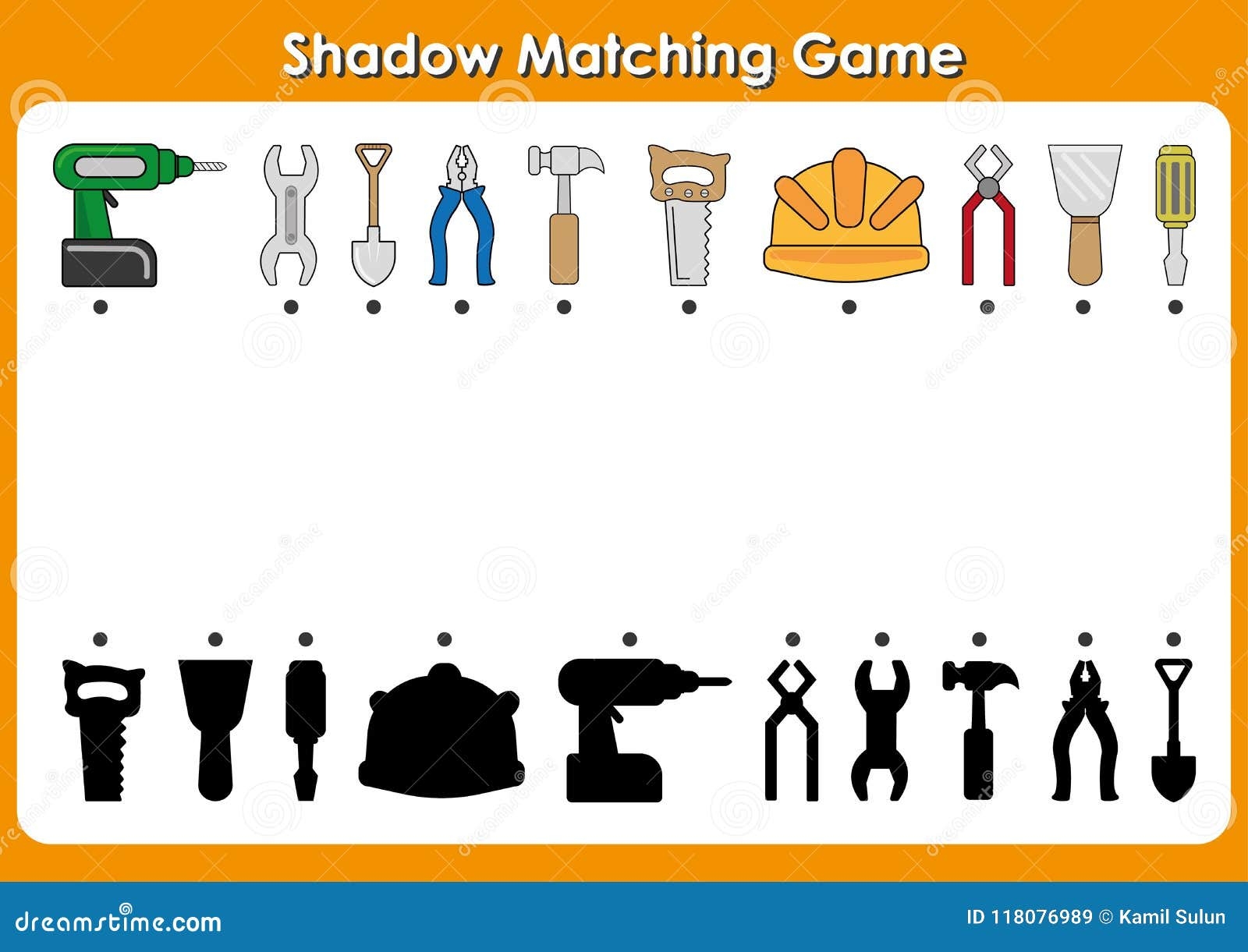 Shadow Matching Game Tools To Repair Activity Page For Kids Find The Right Correct Shadow Task For Kids Preschool Stock Illustration Illustration Of Toys Repair 118076989