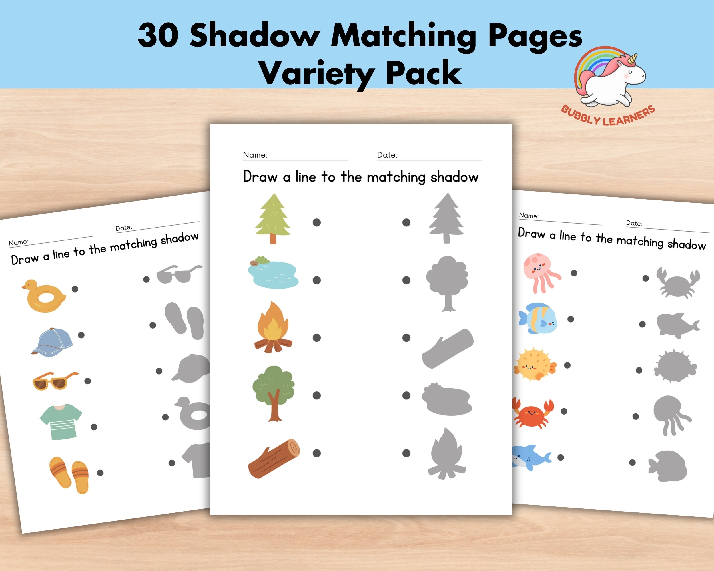 Shadow Matching Worksheets Match The Picture Kindergarten Preschool Activity Busybook Printable Educational Pages Toddler Childcare Etsy