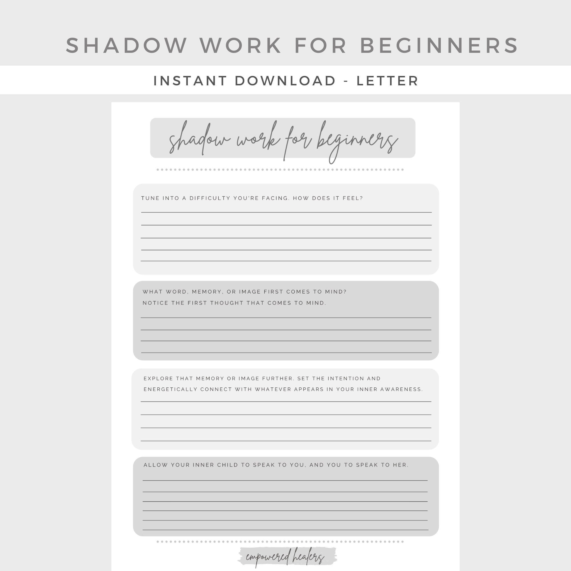 Shadow Work For Beginners Worksheet Mental Health Depression 