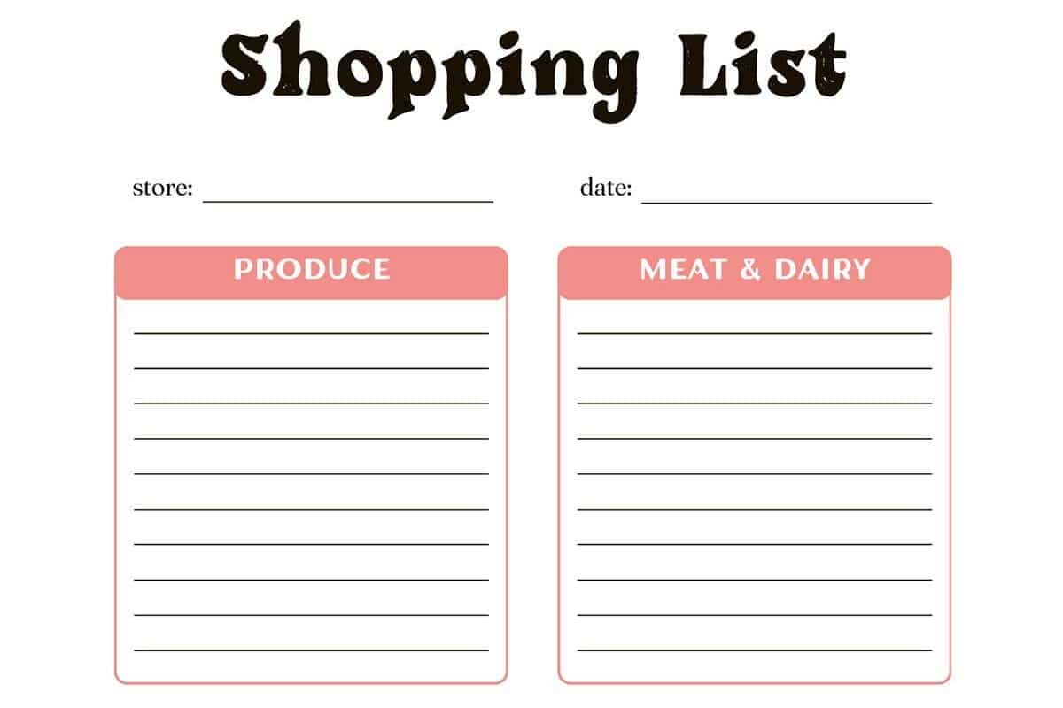 Free Blank Grocery List Printable