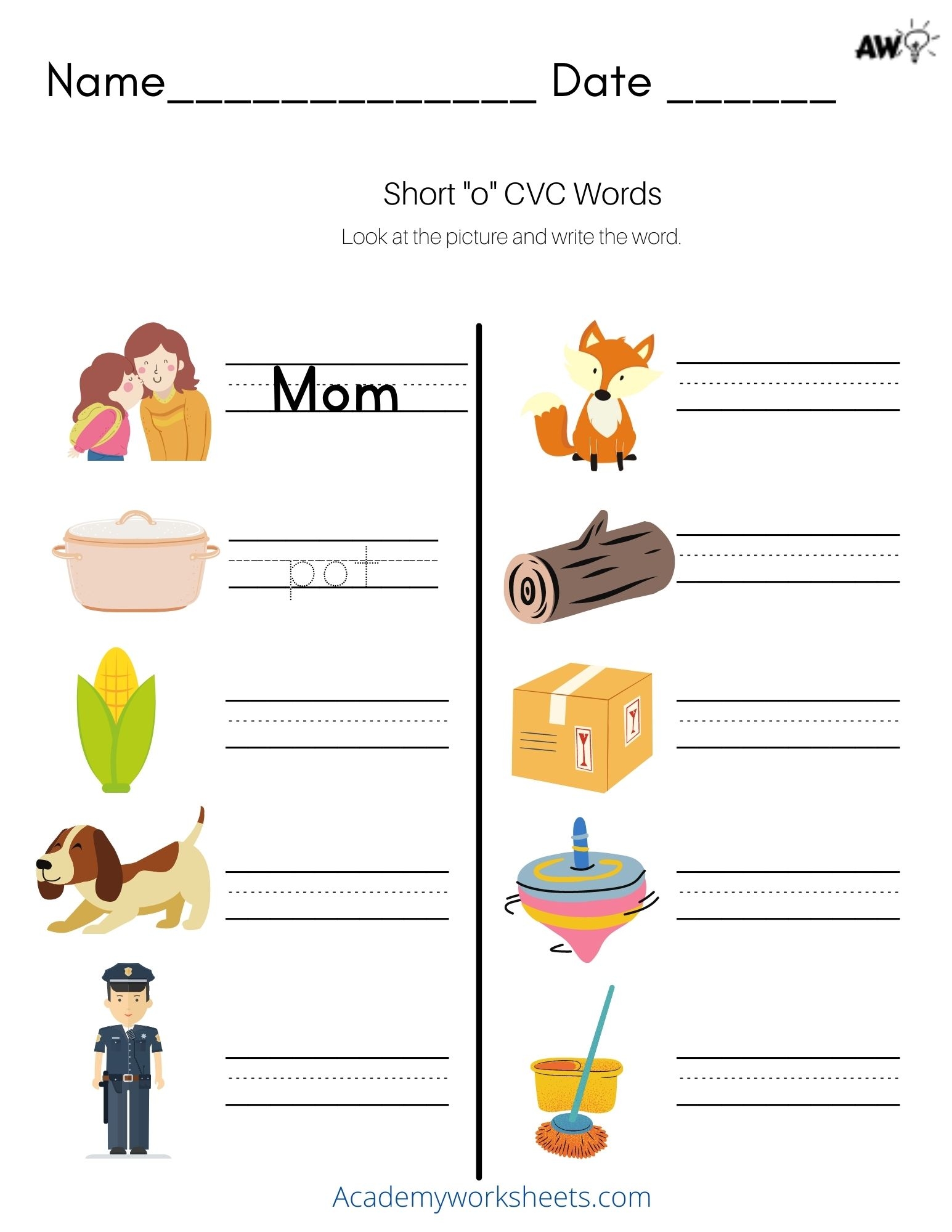 Short O Phonics Worksheets CVC Words Academy Worksheets Short O Phonics Worksheets CVC Words Academy Worksheets