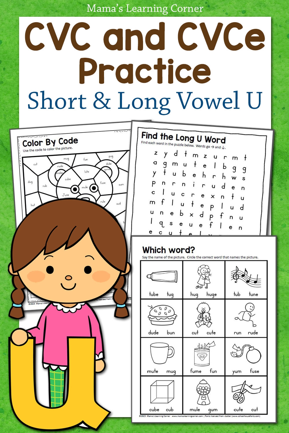 Short U And Long U Worksheets CVC And CVCe Mamas Learning Corner