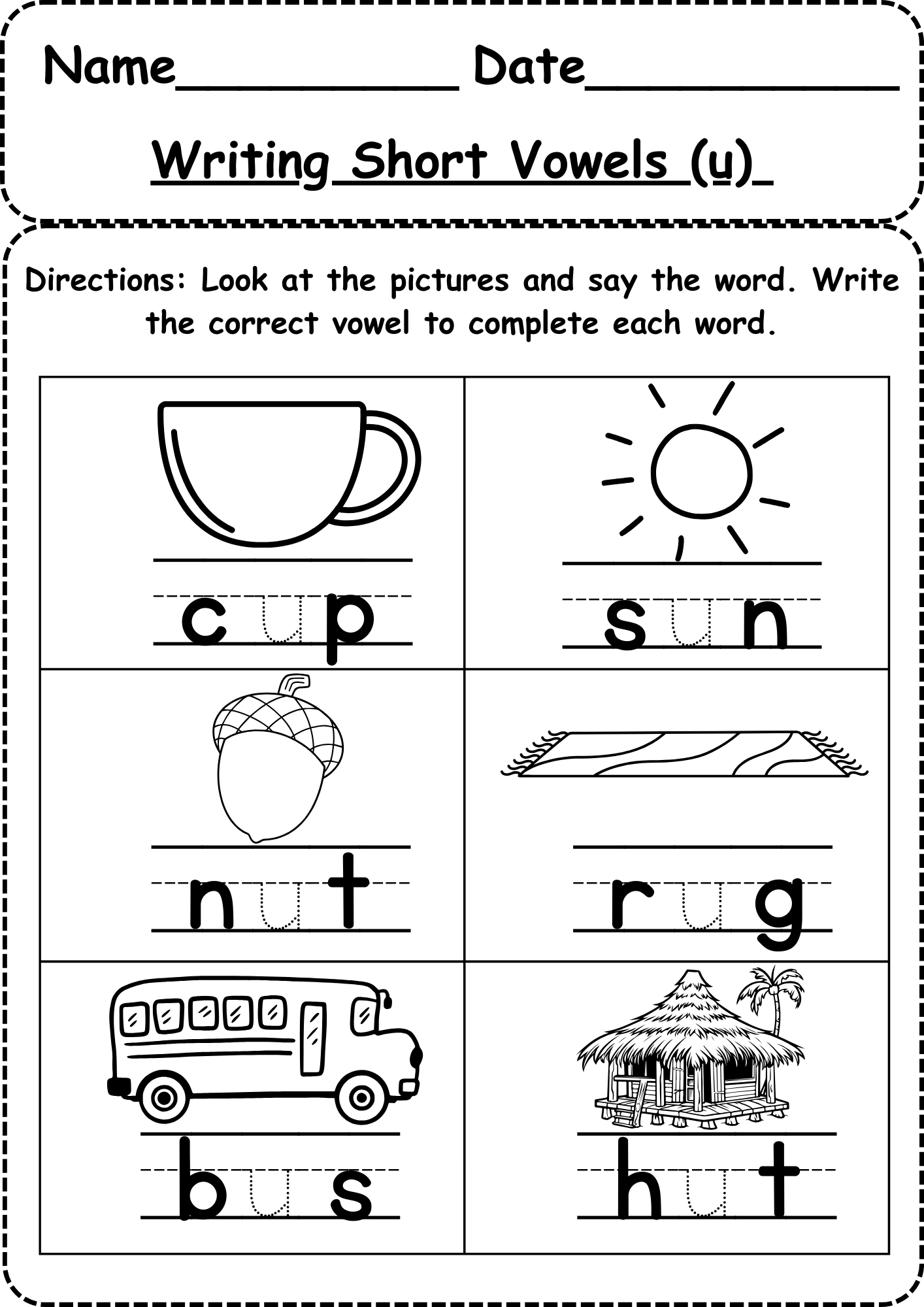 Free Printable Short Vowel Review Worksheets