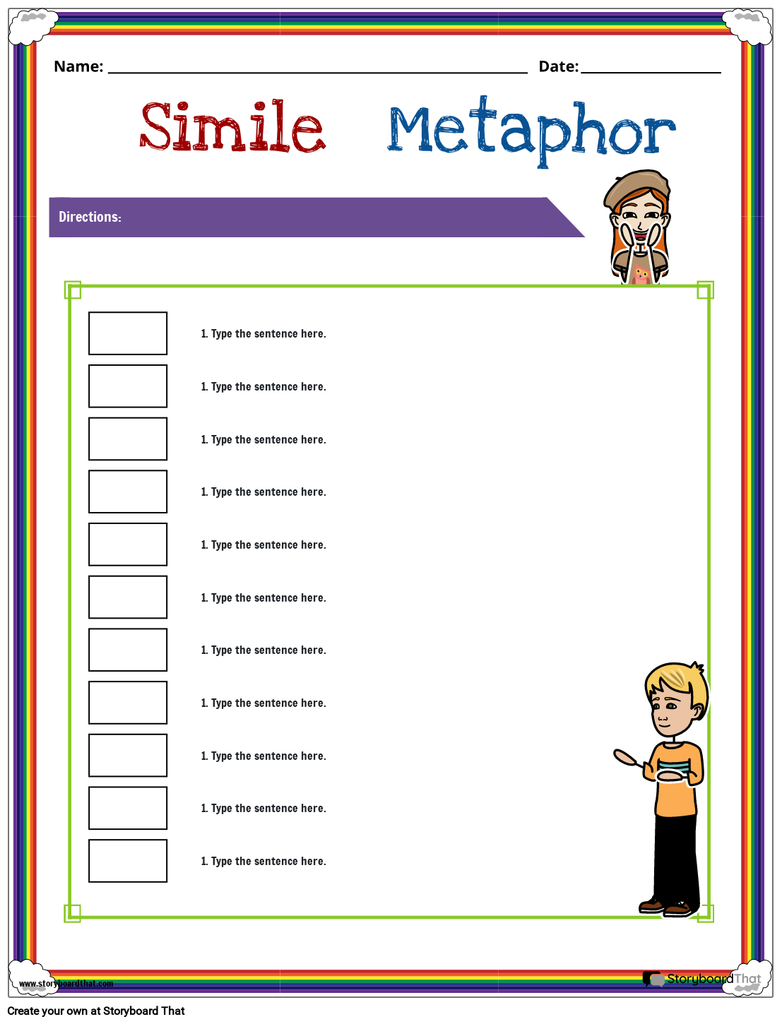 Simile And Metaphor Worksheets Printable Templates