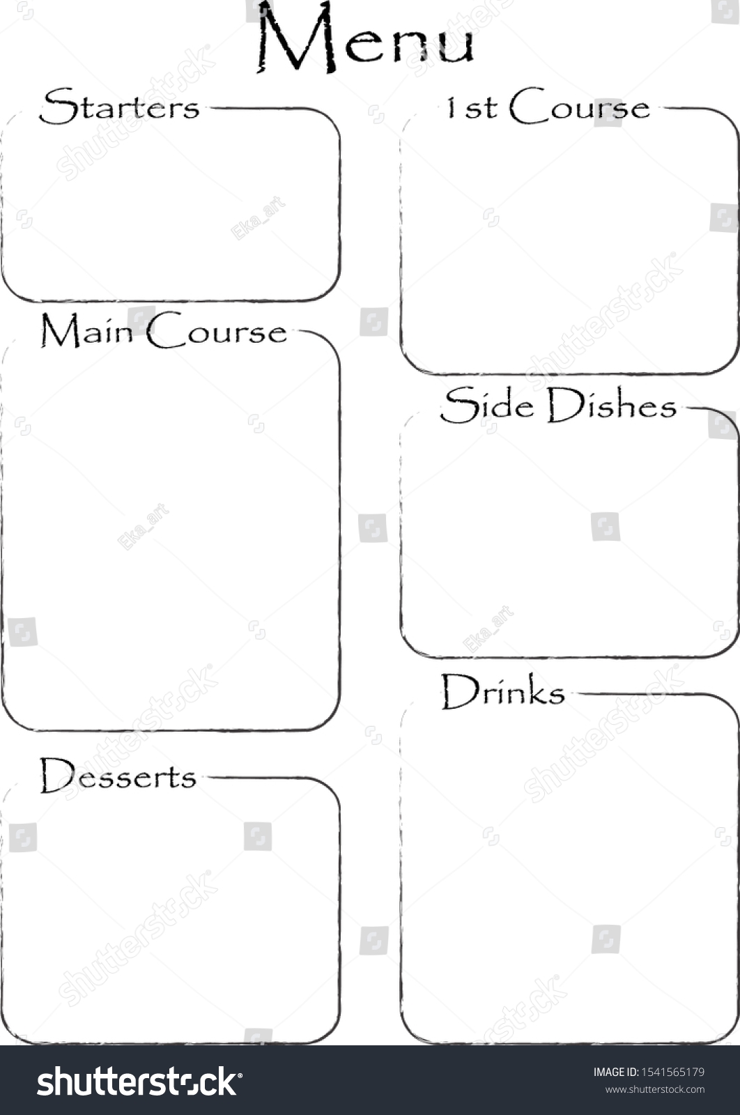 Free Printable Blank Menu Template Free Printable Blank Menu Template