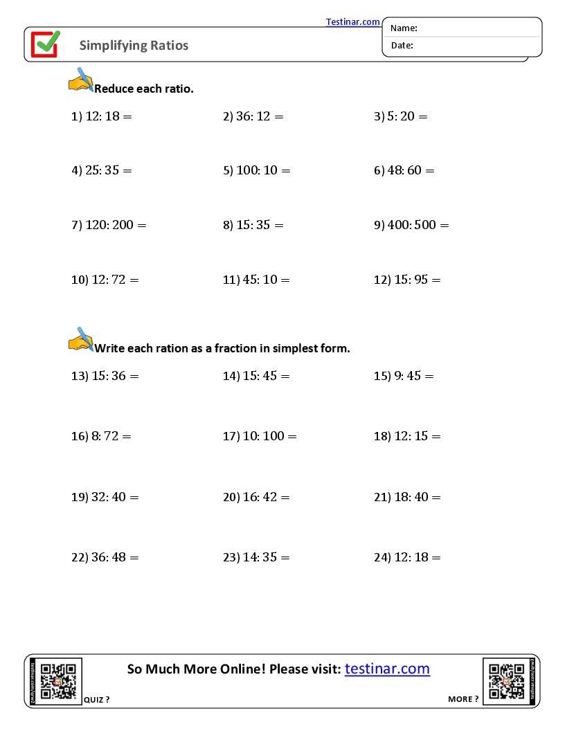 Free Printable Simple Ratio Worksheets Free Printable Simple Ratio Worksheets