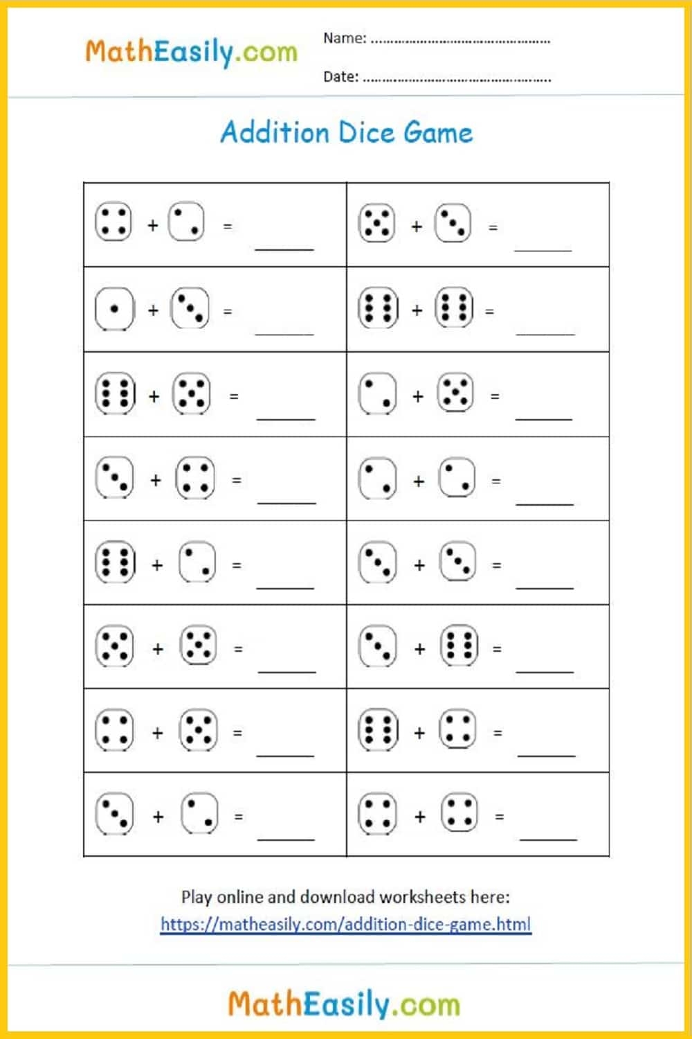 Single Digit Addition With Pictures Worksheets Games