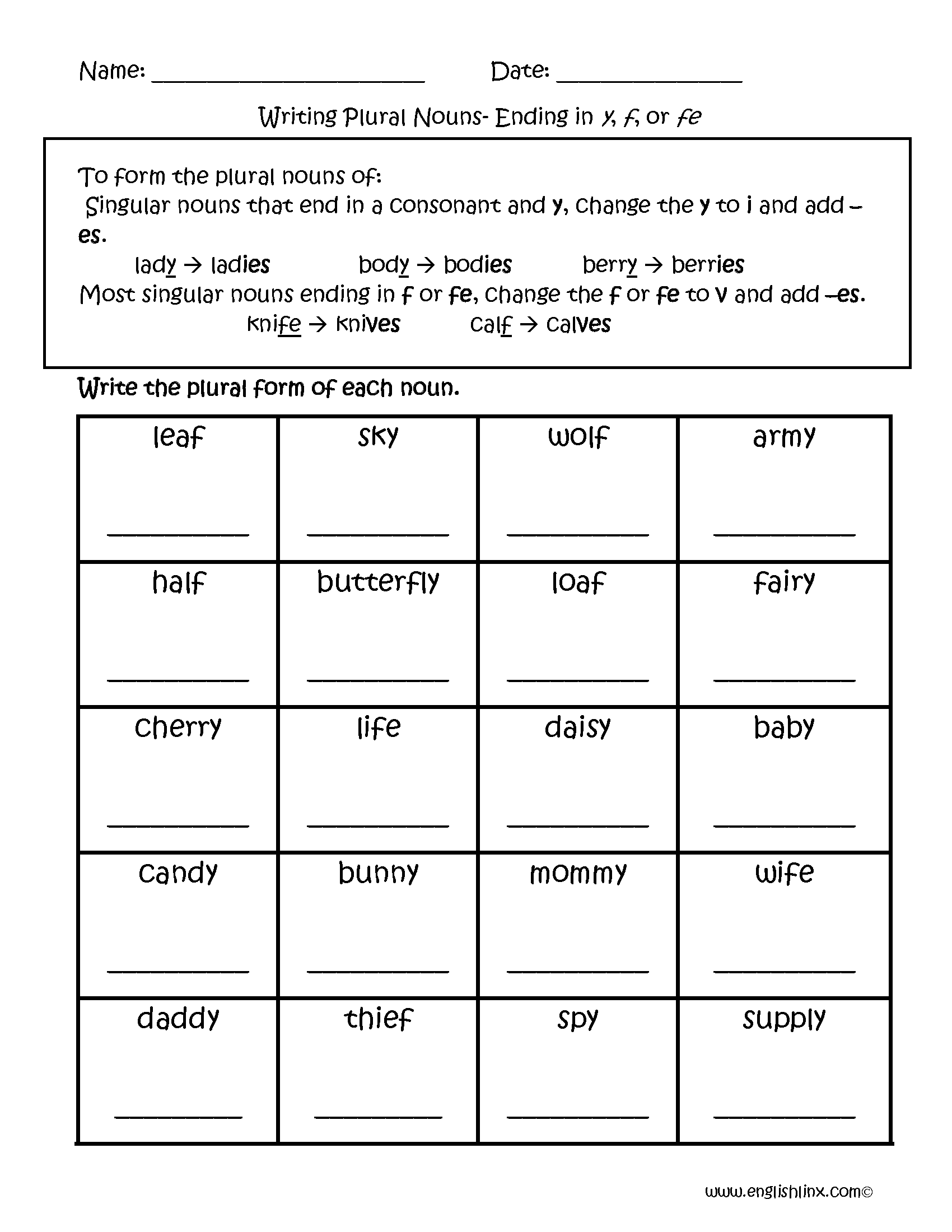 Singular And Plural Nouns Worksheets Writing Plural Nouns Worksheets Worksheets Library