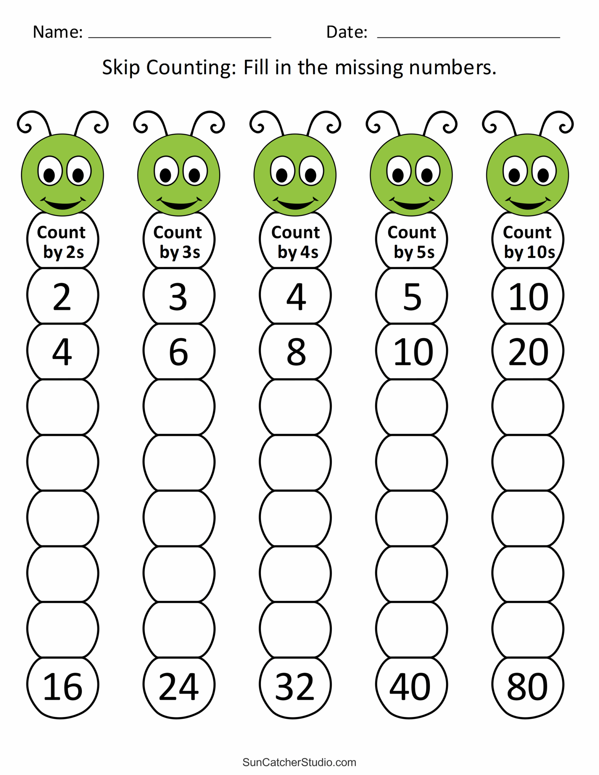 Skip Counting Worksheets And Charts Free Printables Monograms 