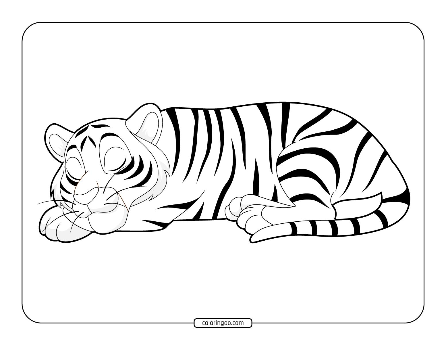 Sleeping Tiger Coloring Sheet