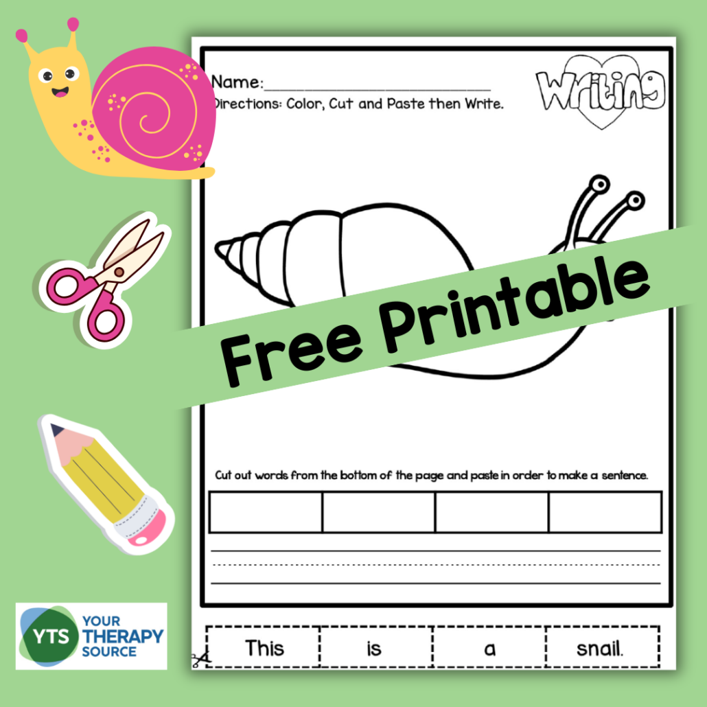 Snail Cut And Paste Free Printable Your Therapy Source